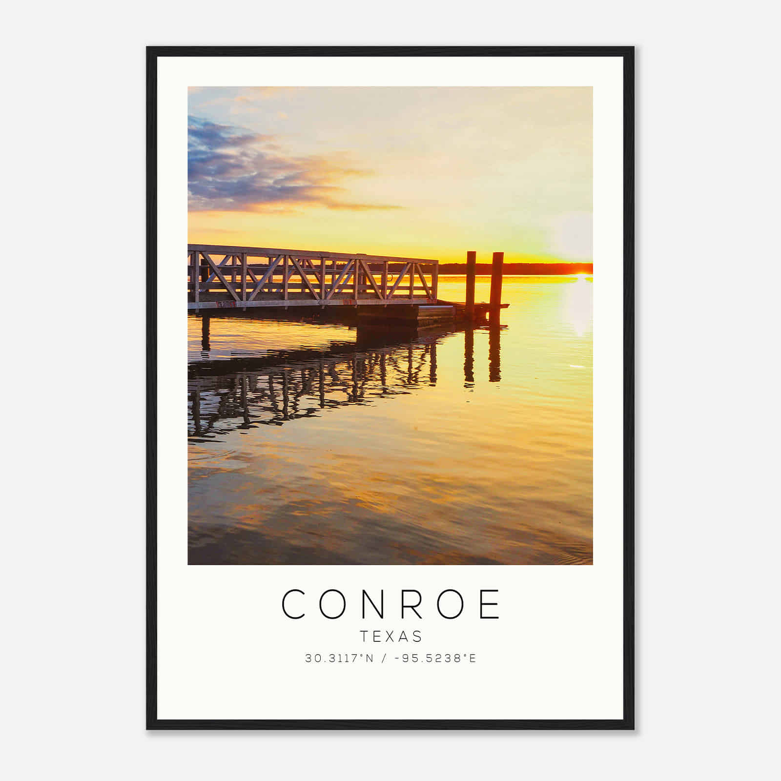 Conroe Texas Photo Travel Poster, Conroe Travel Print, Minimalist Travel Print