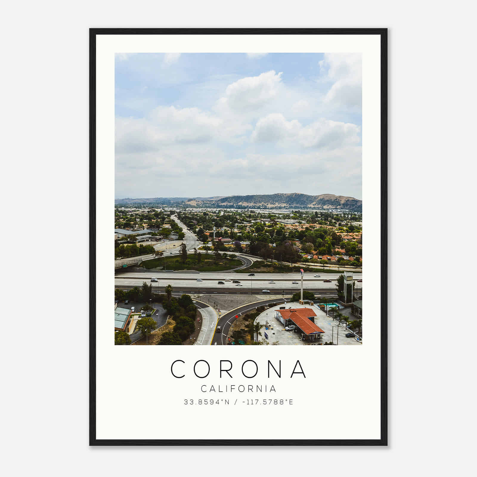 Corona California Photo Travel Poster, Corona Travel Print, Minimalist Travel Print