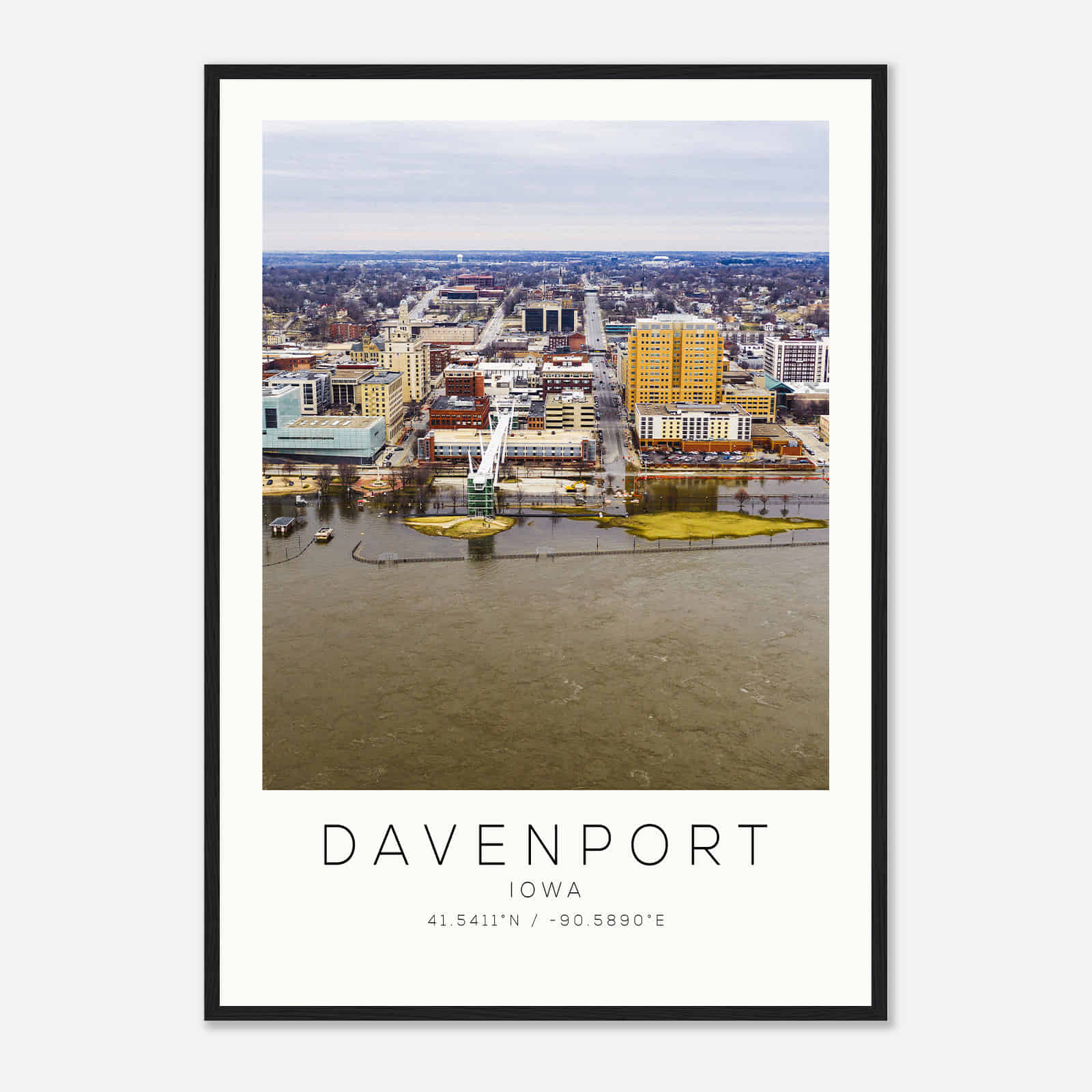 Davenport Iowa Photo Travel Poster, Davenport Travel Print, Minimalist Travel Print