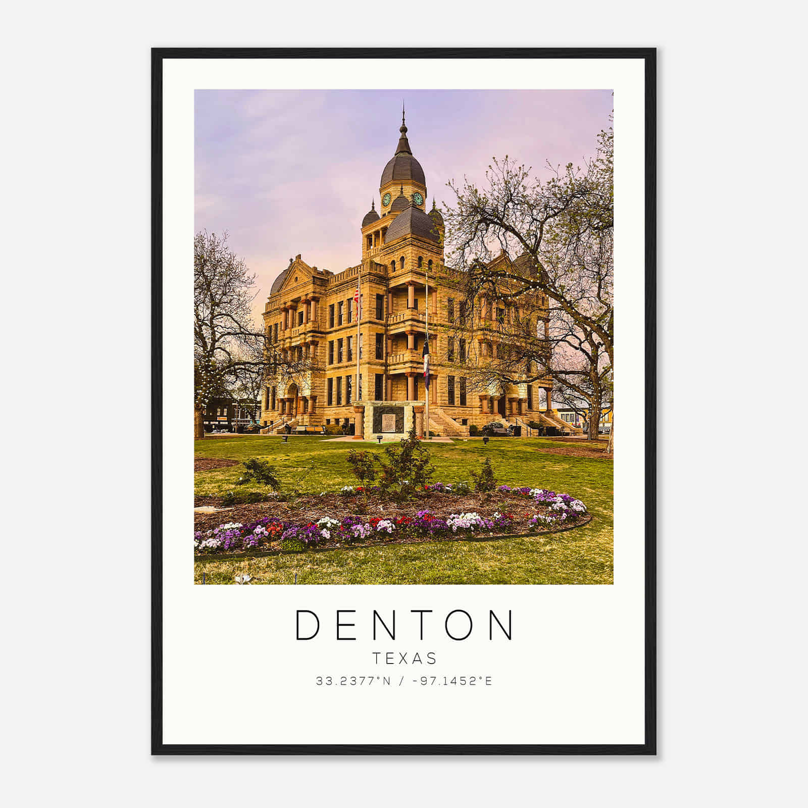 Denton Texas Photo Travel Poster, Denton Travel Print, Minimalist Travel Print DS2