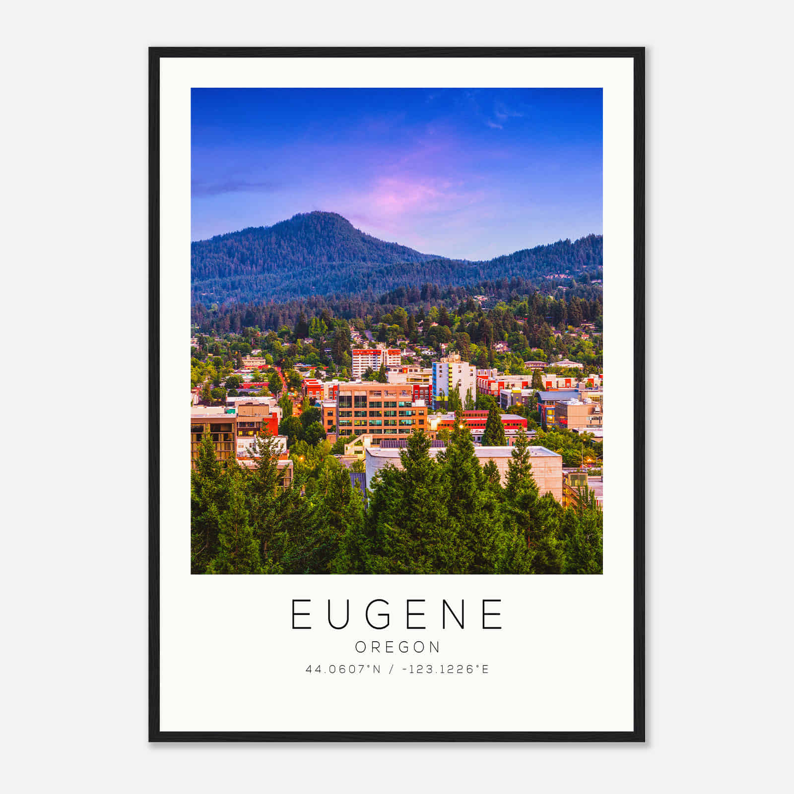 Eugene Oregon Photo Travel Poster, Eugene Travel Print, Minimalist Travel Print