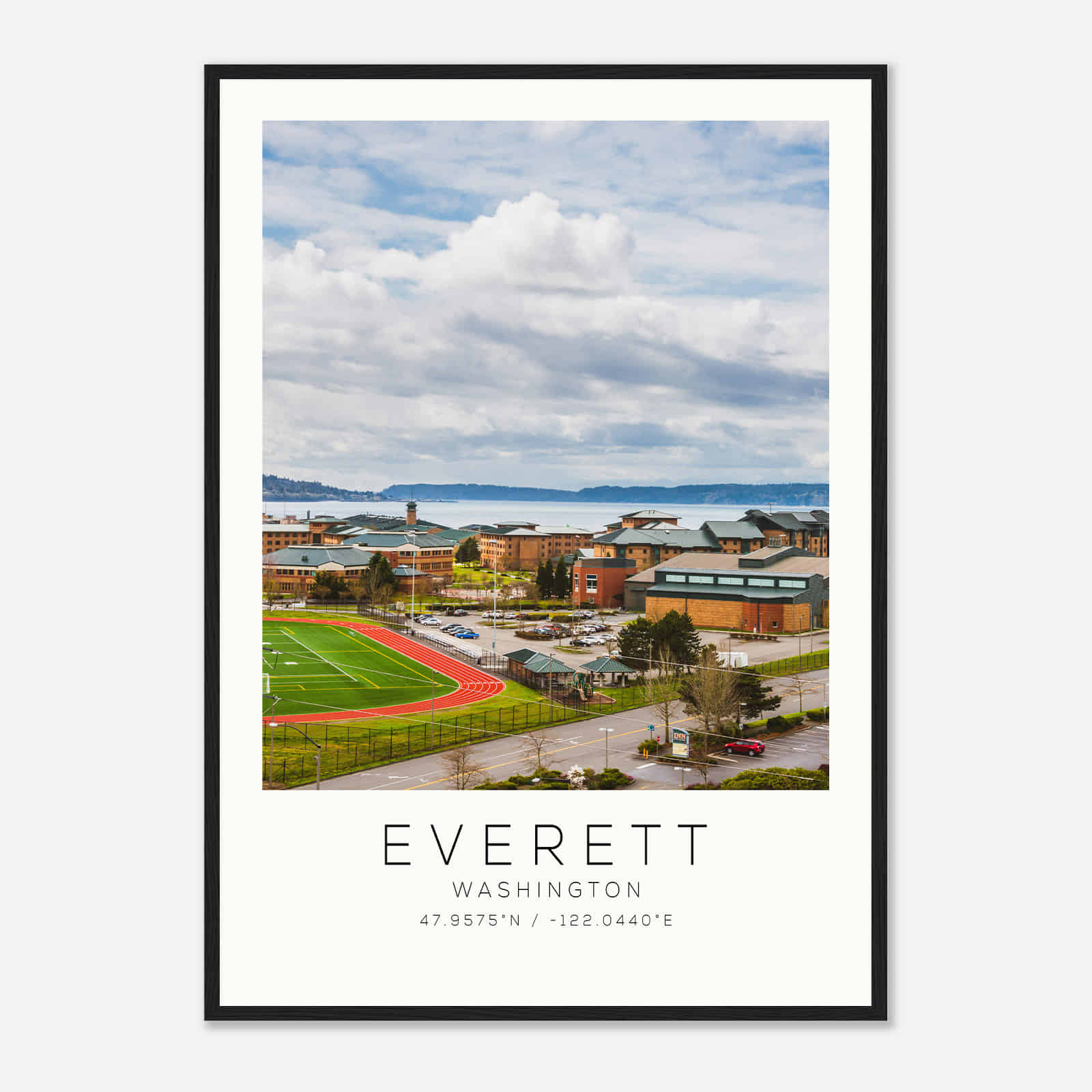 Everett Washington Photo Travel Poster, Everett Travel Print, Minimalist Travel Print