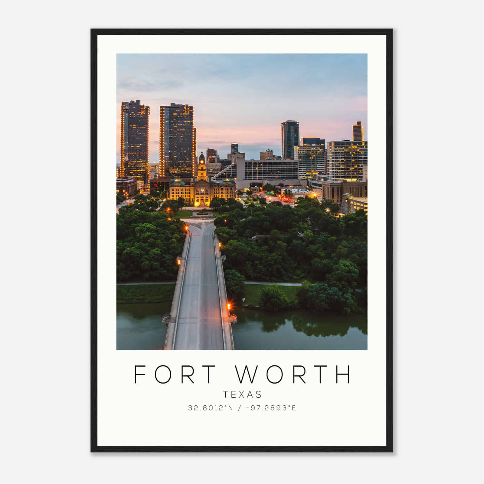 Fort Worth Texas Photo Travel Poster, Fort Worth Travel Print, Minimalist Travel Print DS1