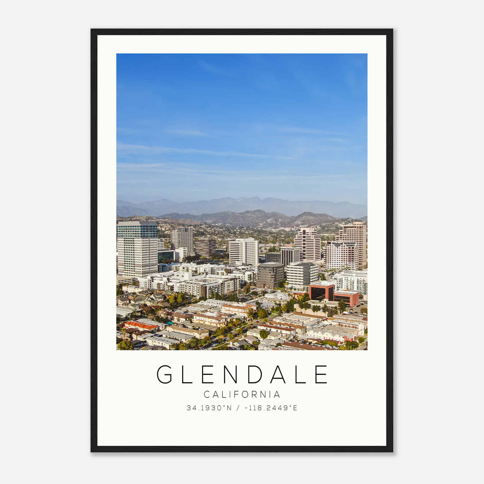 Glendale California Photo Travel Poster, Glendale Travel Print, Minimalist Travel Print