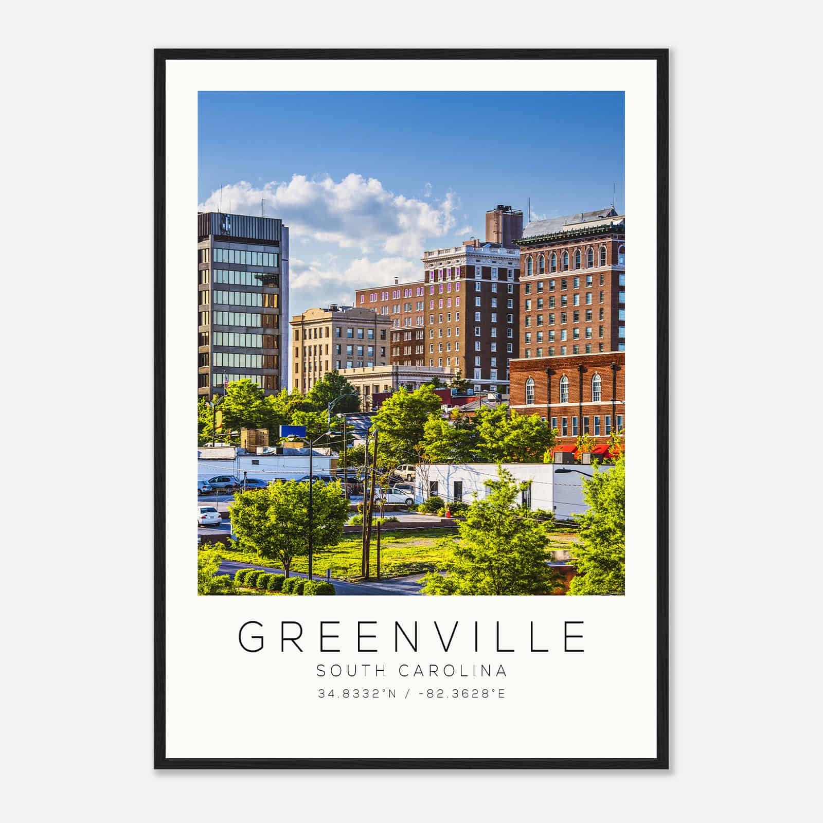Greenville South Carolina Photo Travel Poster, Greenville Travel Print, Minimalist Travel Print DS1
