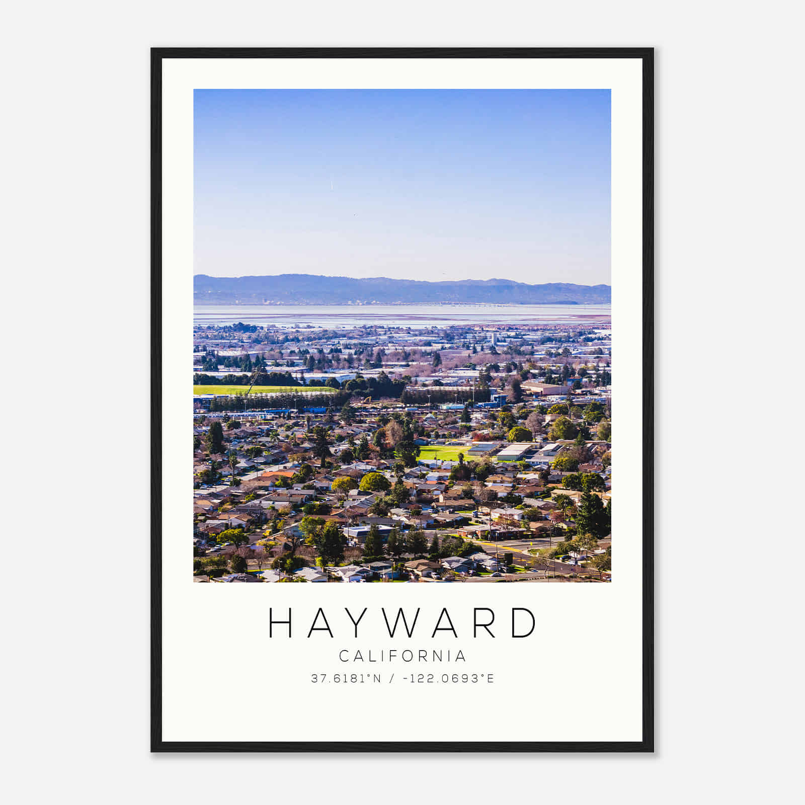 Hayward California Photo Travel Poster, Hayward Travel Print, Minimalist Travel Print