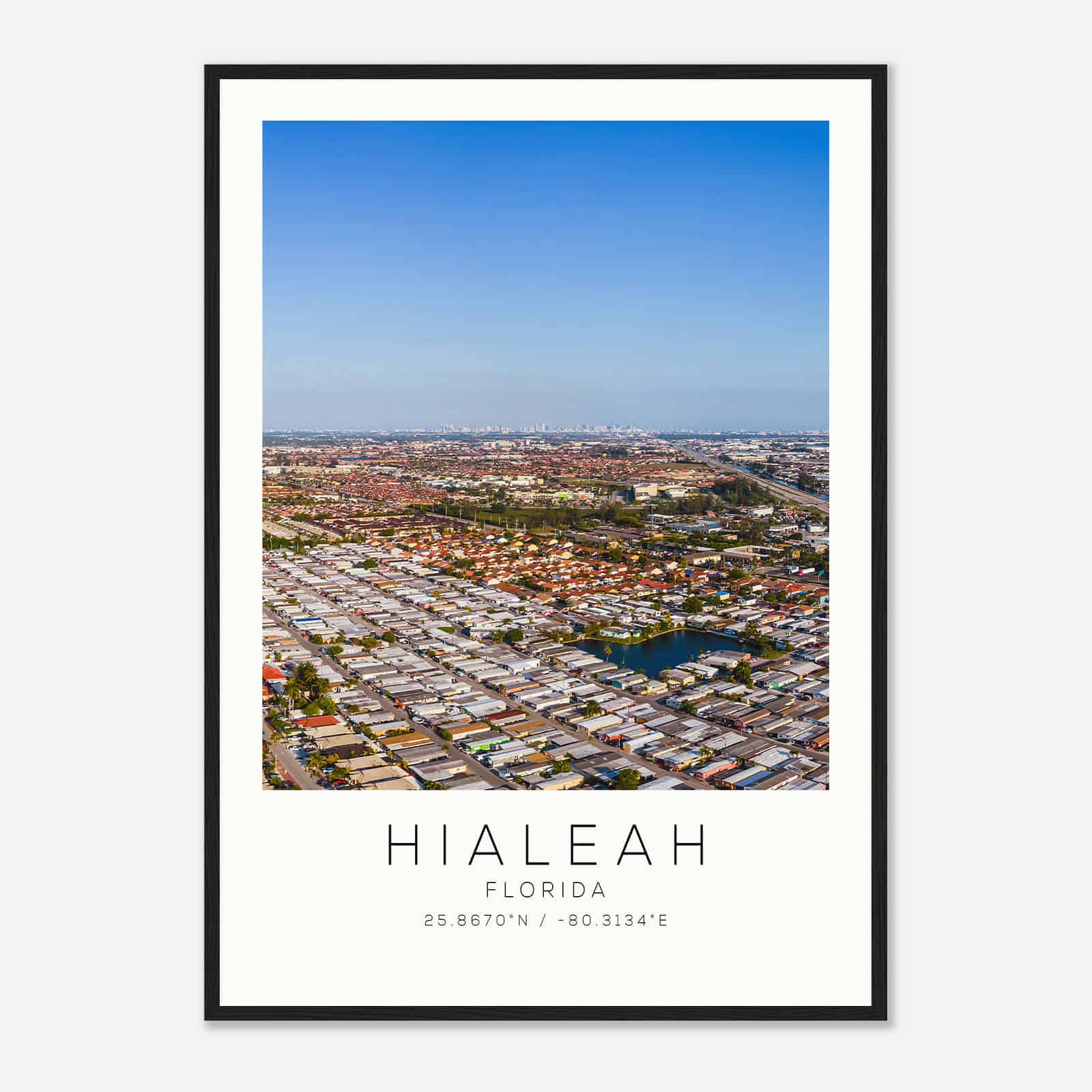 Hialeah Florida Photo Travel Poster, Hialeah Travel Print, Minimalist Travel Print