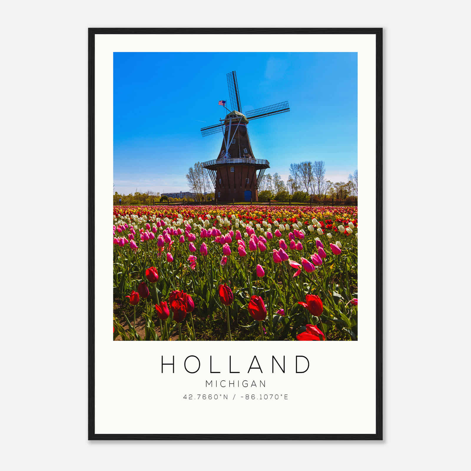 Holland Michigan Photo Travel Poster, Holland Travel Print, Minimalist Travel Print