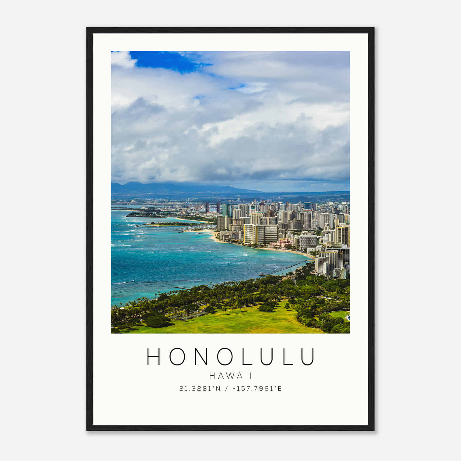Honolulu Hawaii DS1 Photo Travel Poster, Honolulu Hawaii Travel Print, Minimalist Travel Print
