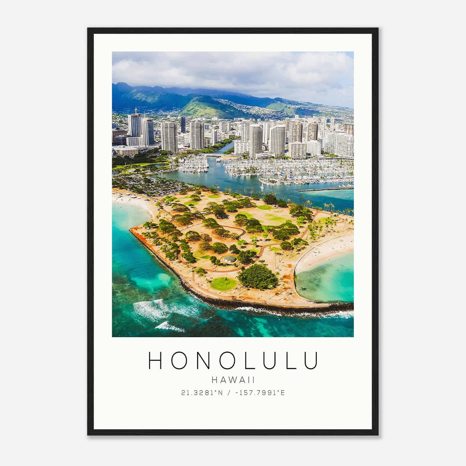 Honolulu Hawaii DS2 Photo Travel Poster, Honolulu Hawaii Travel Print, Minimalist Travel Print