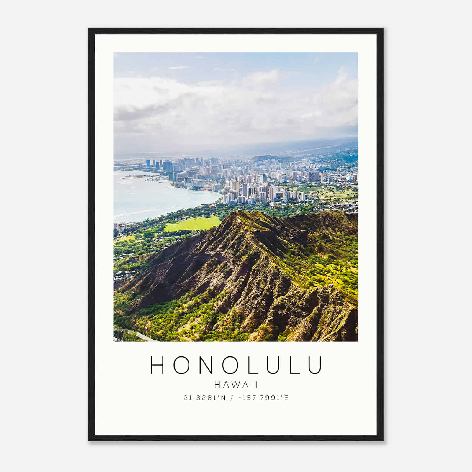 Honolulu Hawaii DS3 Photo Travel Poster, Honolulu Hawaii Travel Print, Minimalist Travel Print