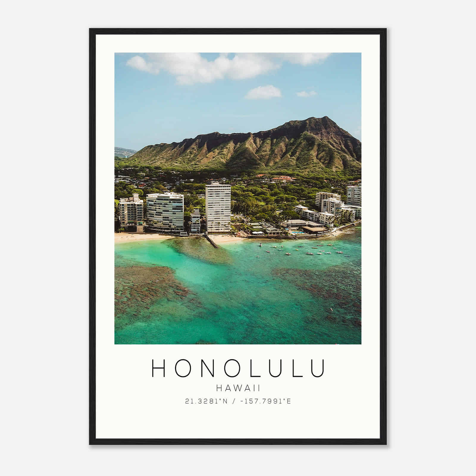 Honolulu Hawaii DS5 Photo Travel Poster, Honolulu Hawaii Travel Print, Minimalist Travel Print