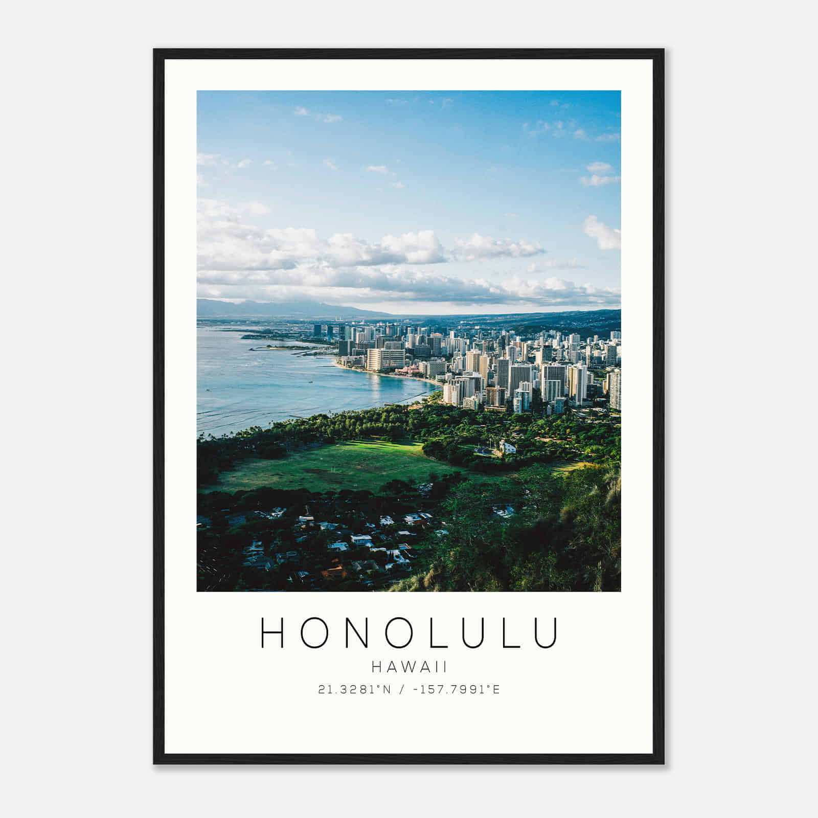 Honolulu Hawaii DS6 Photo Travel Poster, Honolulu Hawaii Travel Print, Minimalist Travel Print