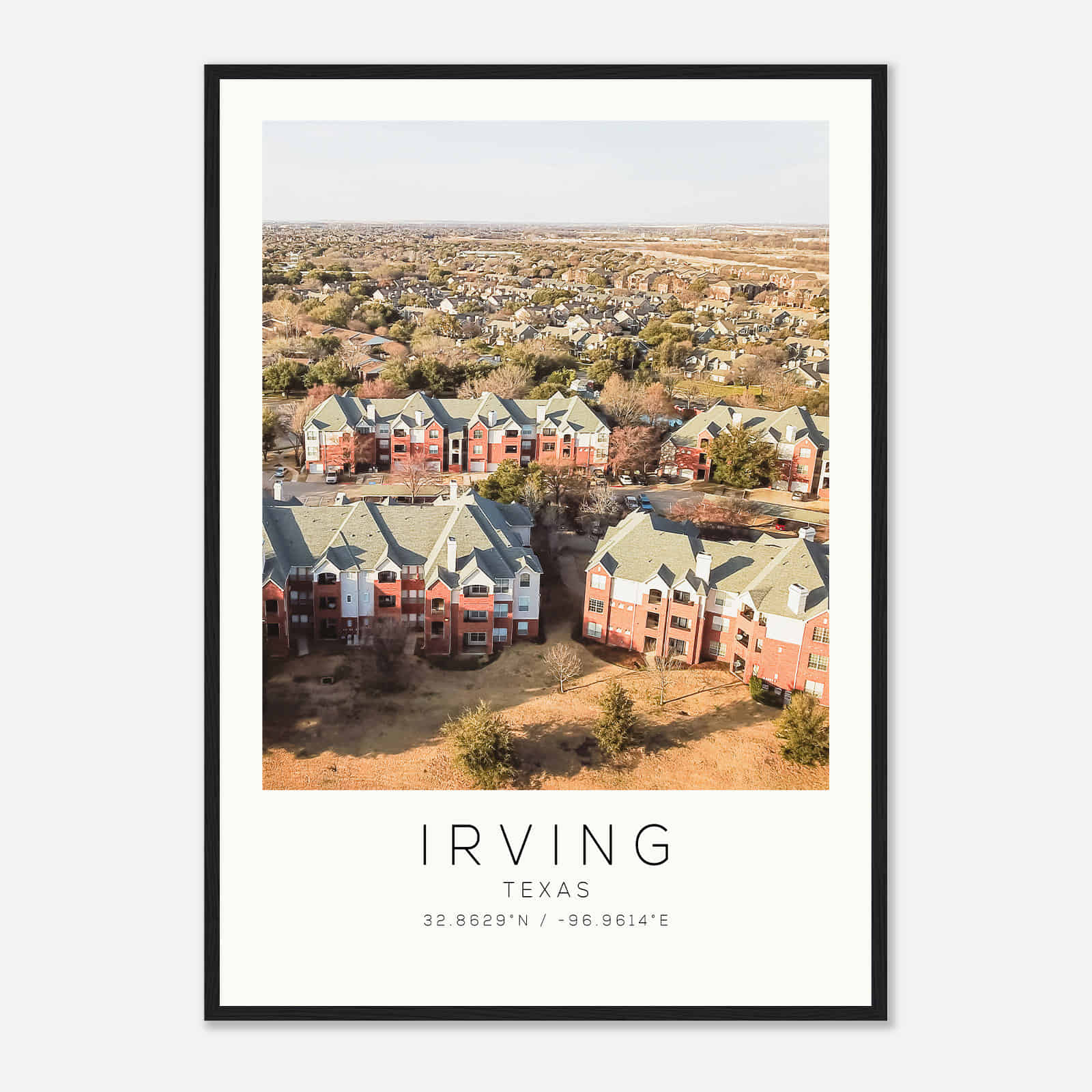 Irving Texas Photo Travel Poster, Irving Travel Print, Minimalist Travel Print