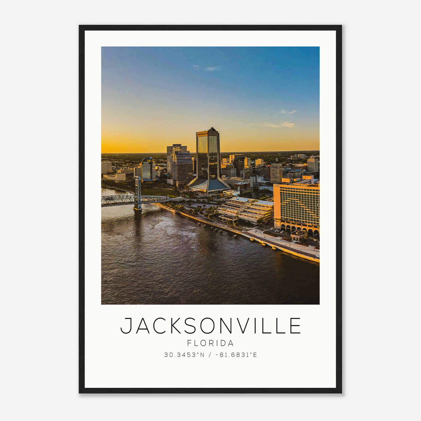 Jacksonville Florida Photo Travel Poster, Jacksonville Travel Print, Minimalist Travel Print DS3