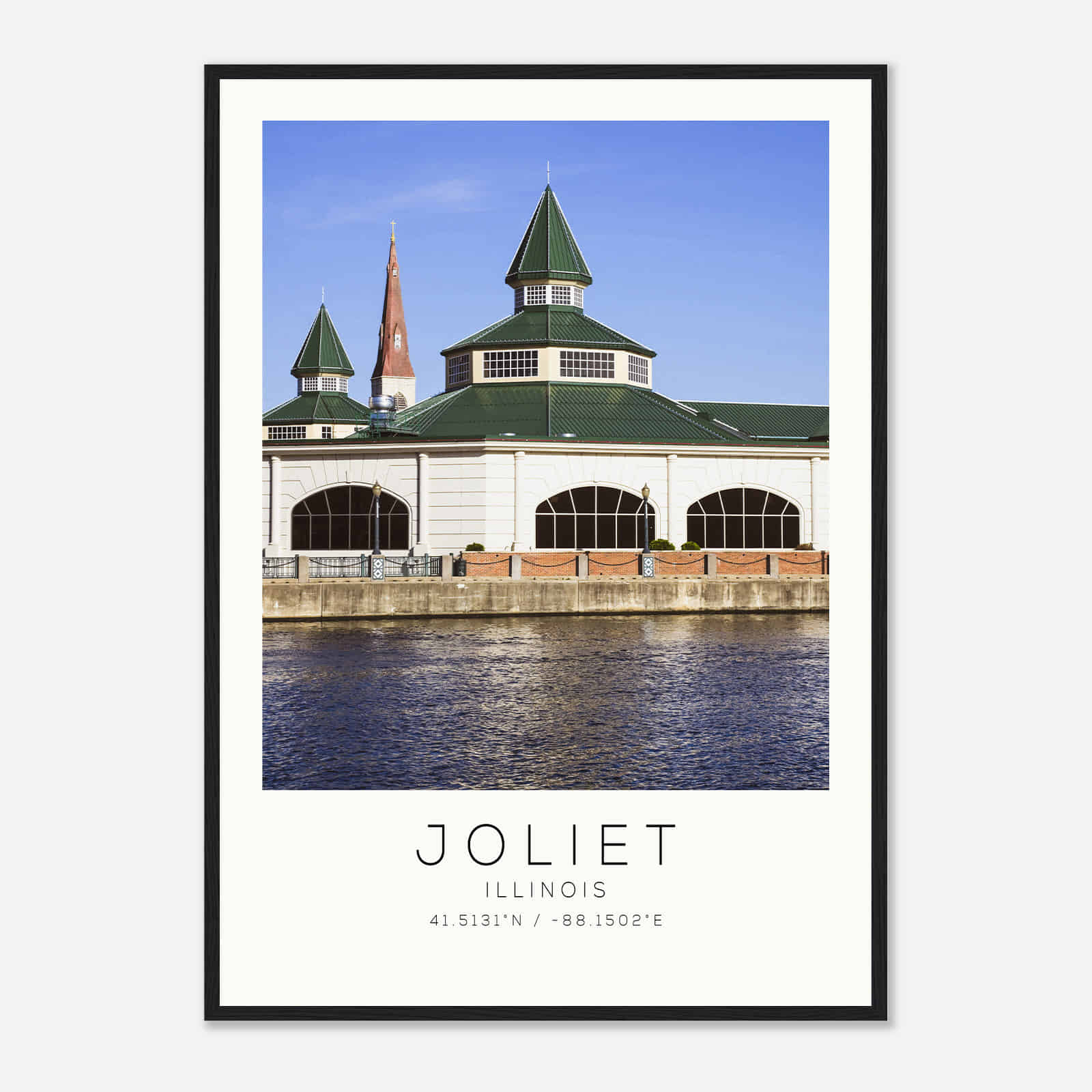 Joliet Illinois Photo Travel Poster, Joliet Travel Print, Minimalist Travel Print