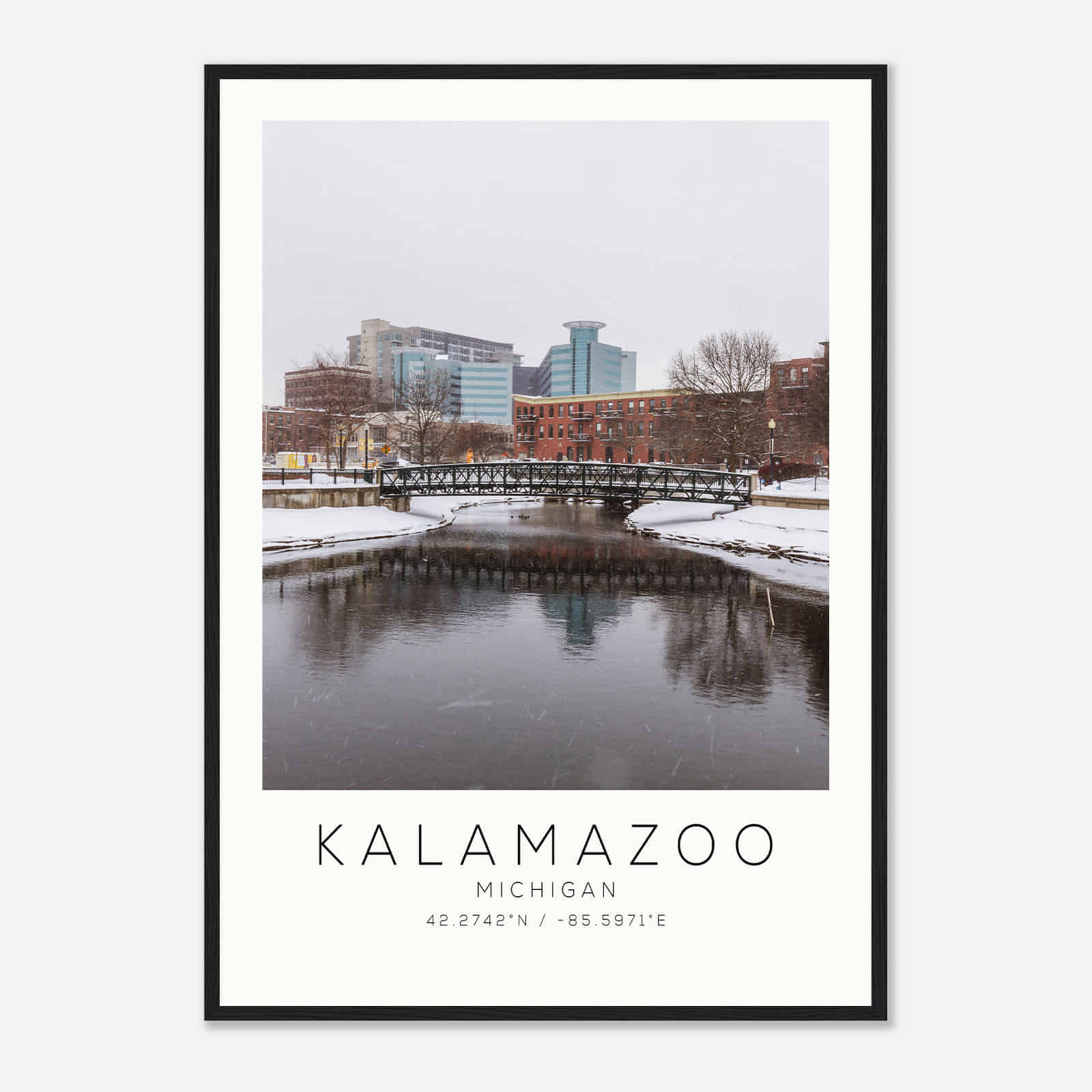 Kalamazoo Michigan Photo Travel Poster, Kalamazoo Travel Print, Minimalist Travel Print