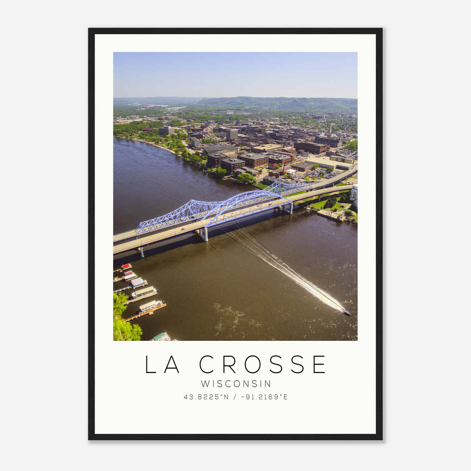 La Crosse Wisconsin Photo Travel Poster, La Crosse Travel Print, Minimalist Travel Print