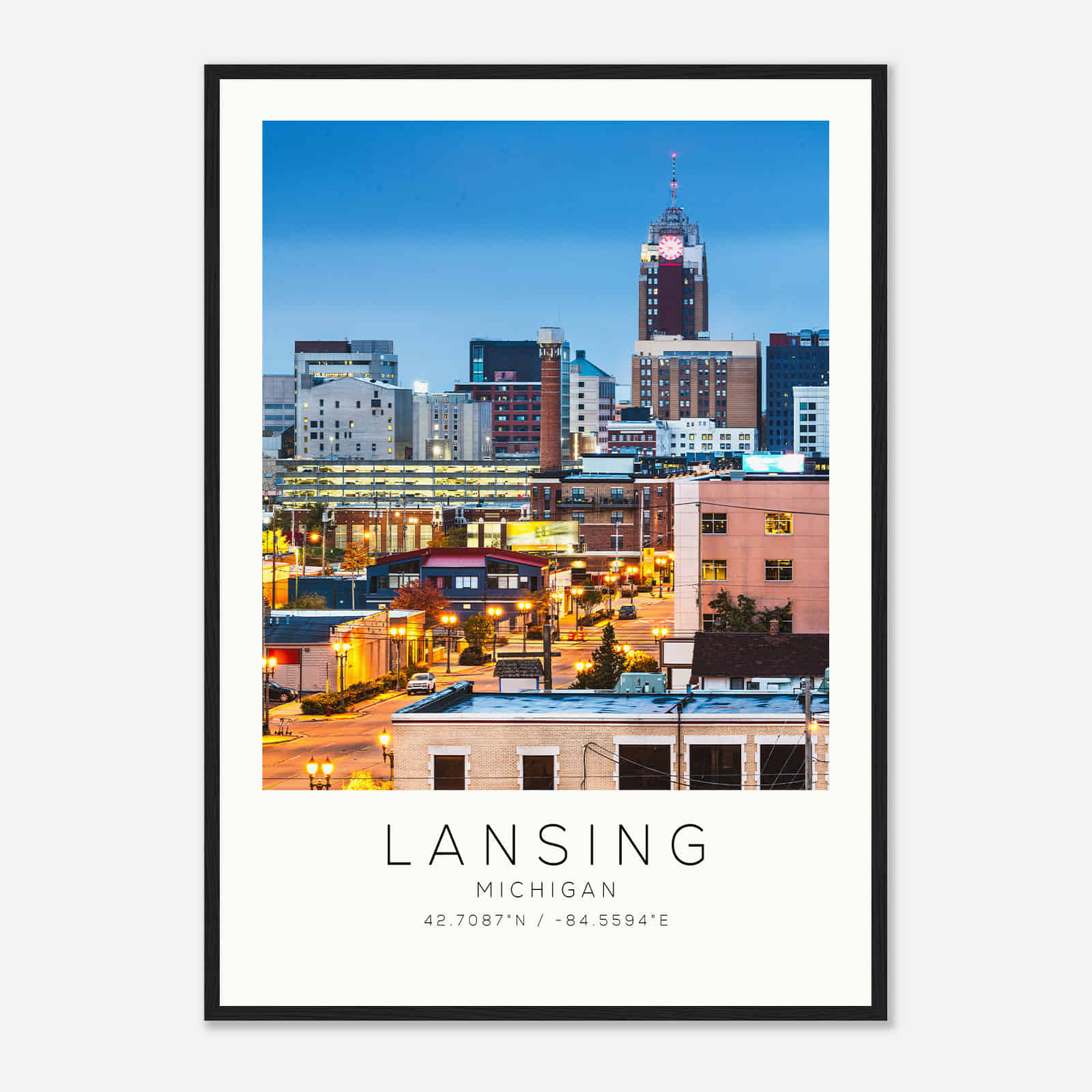Lansing Michigan Photo Travel Poster, Lansing Travel Print, Minimalist Travel Print DS1