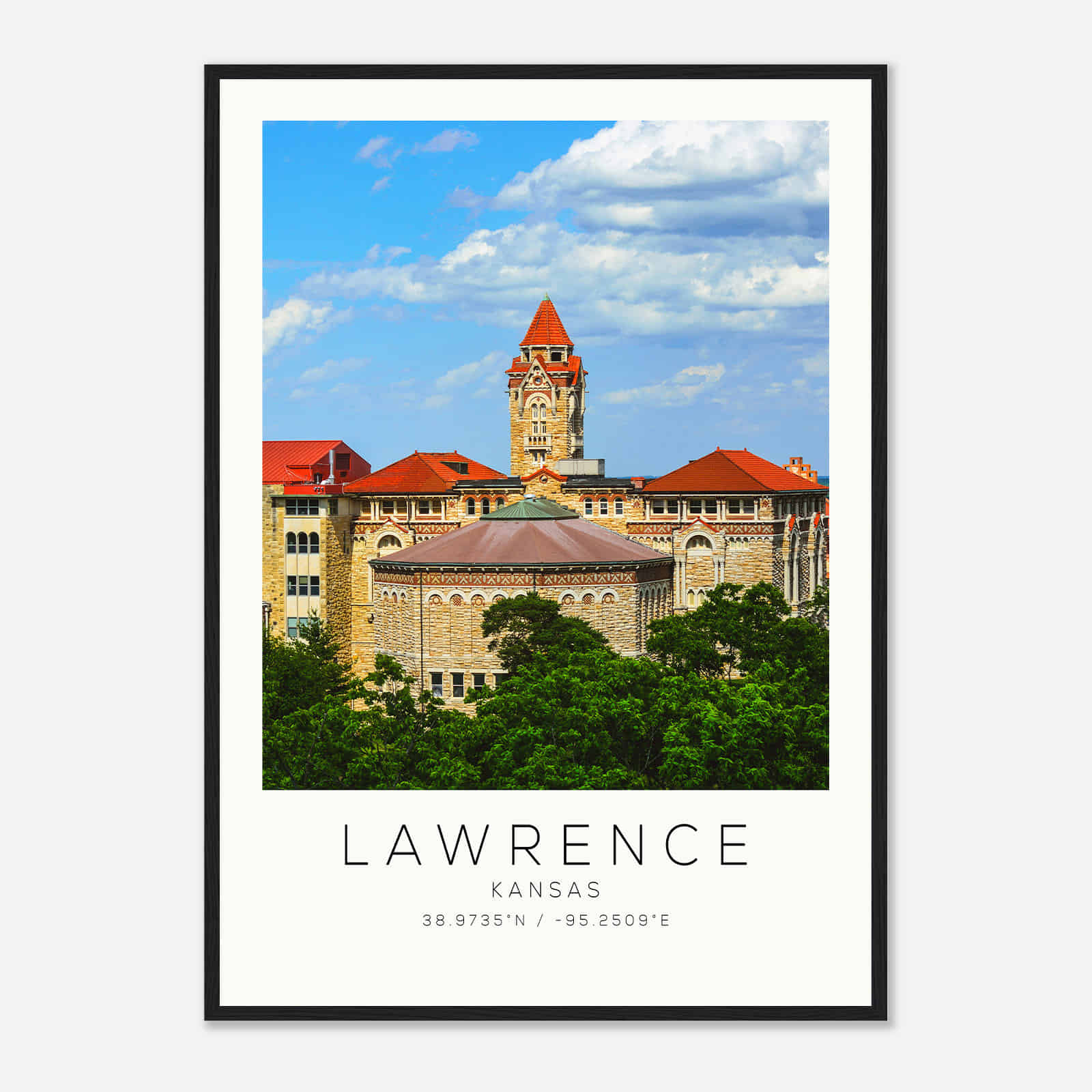 Lawrence Kansas Photo Travel Poster, Lawrence Travel Print, Minimalist Travel Print