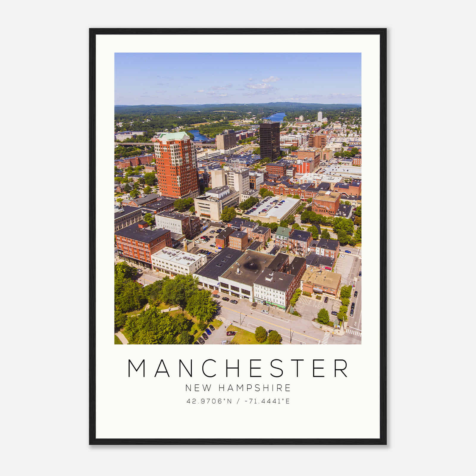 Manchester New Hampshire Photo Travel Poster, Manchester Travel Print, Minimalist Travel Print DS2