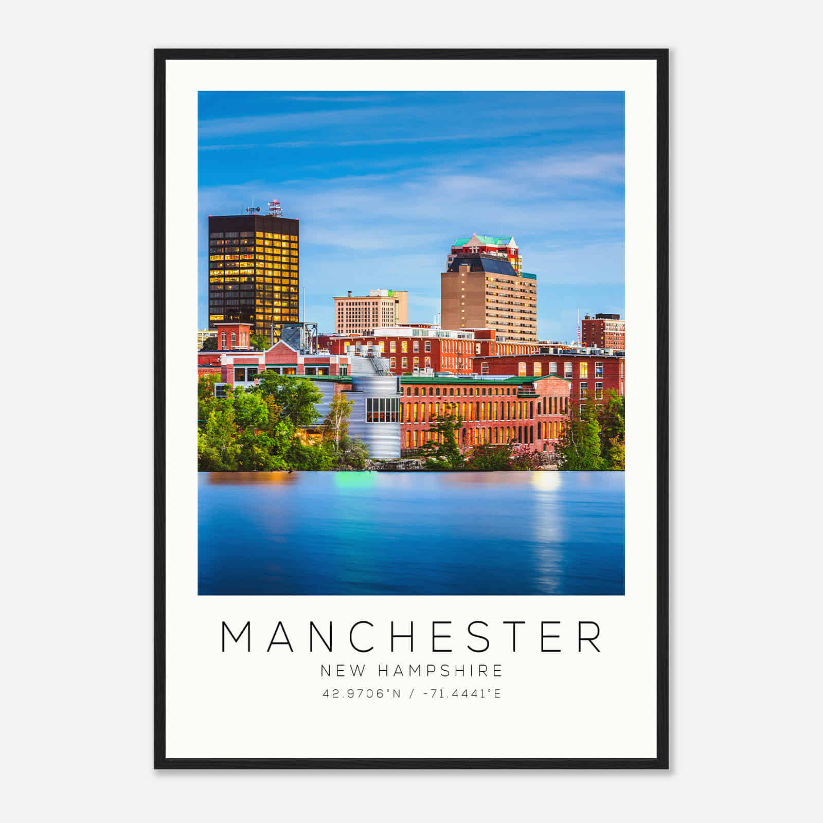Manchester New Hampshire Photo Travel Poster, Manchester Travel Print, Minimalist Travel Print