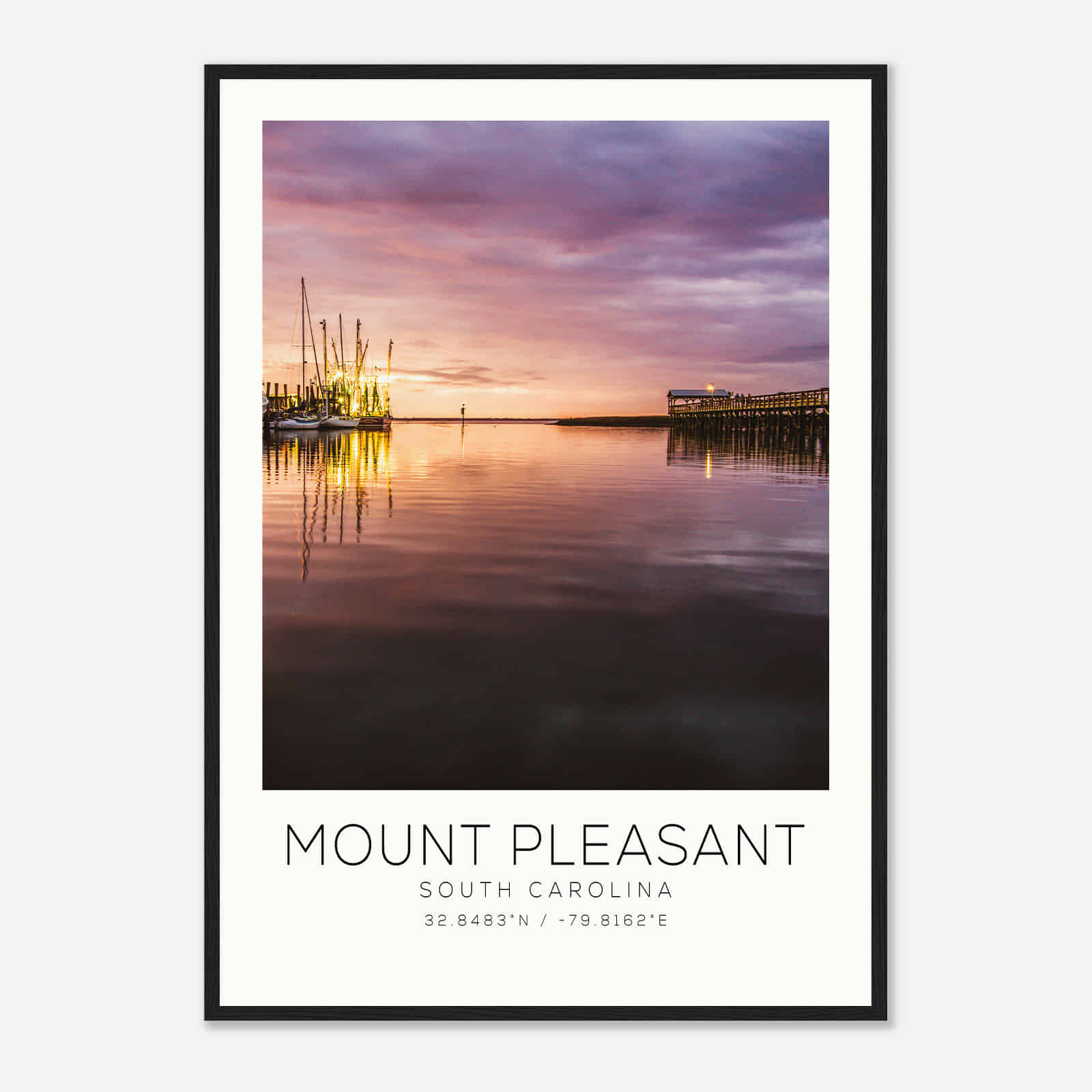 Mount Pleasant South Carolina Photo Travel Poster, Mount Pleasant Travel Print, Minimalist Travel Print DS2