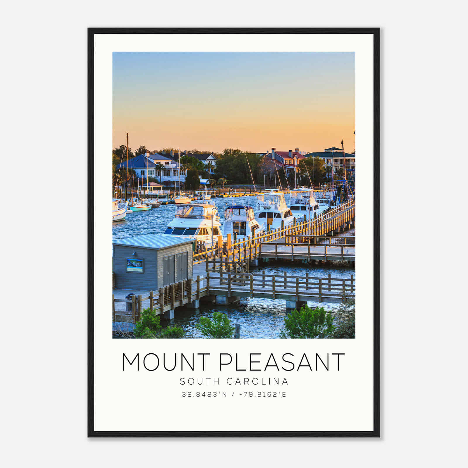 Mount Pleasant South Carolina Photo Travel Poster, Mount Pleasant Travel Print, Minimalist Travel Print