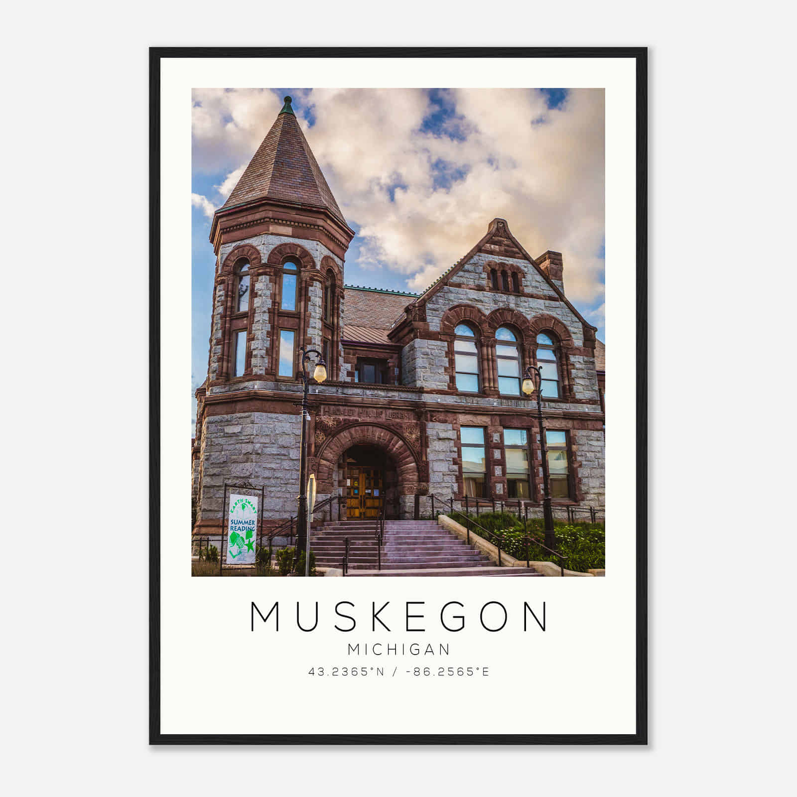 Muskegon Michigan Photo Travel Poster, Muskegon Travel Print, Minimalist Travel Print DS1
