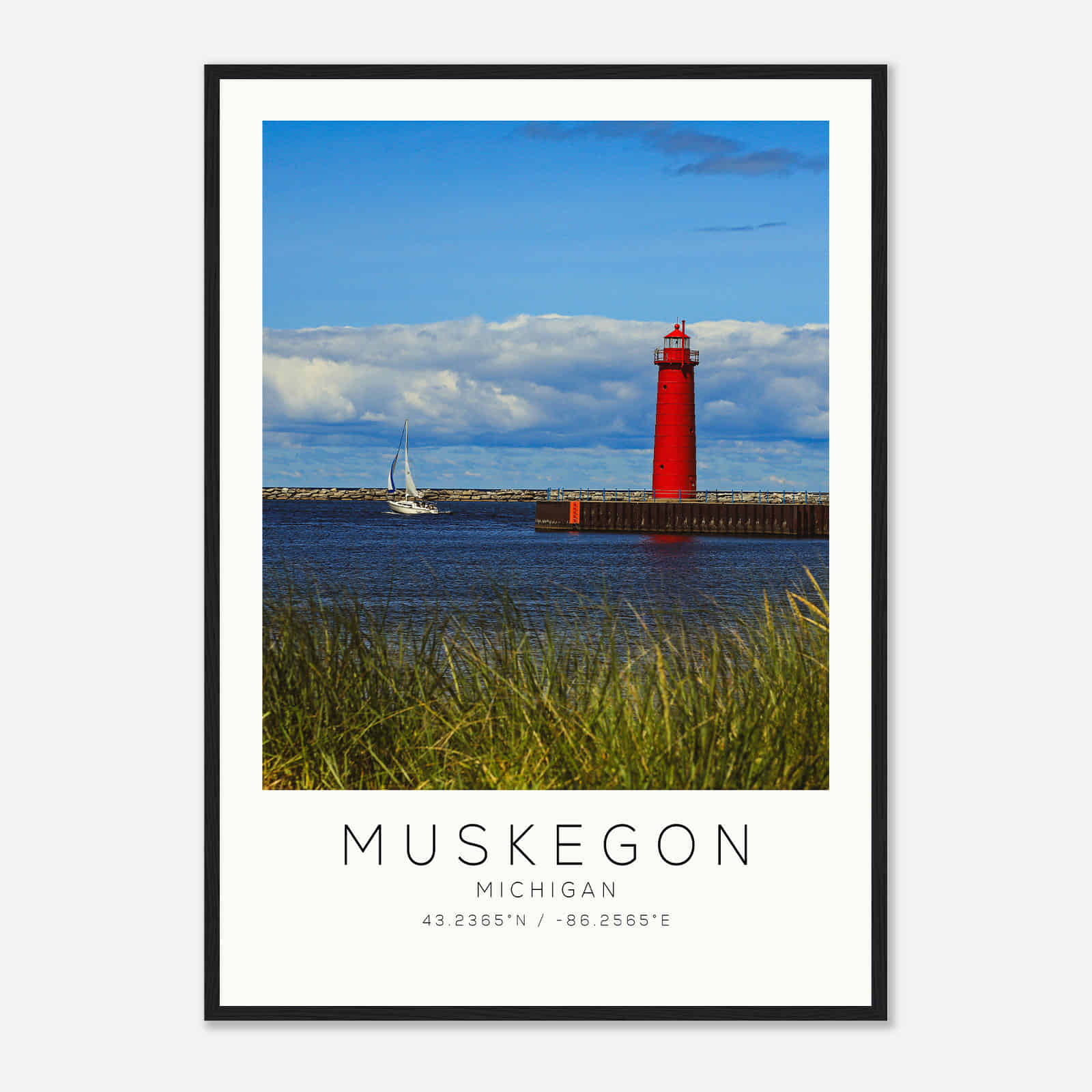 Muskegon Michigan Photo Travel Poster, Muskegon Travel Print, Minimalist Travel Print DS2