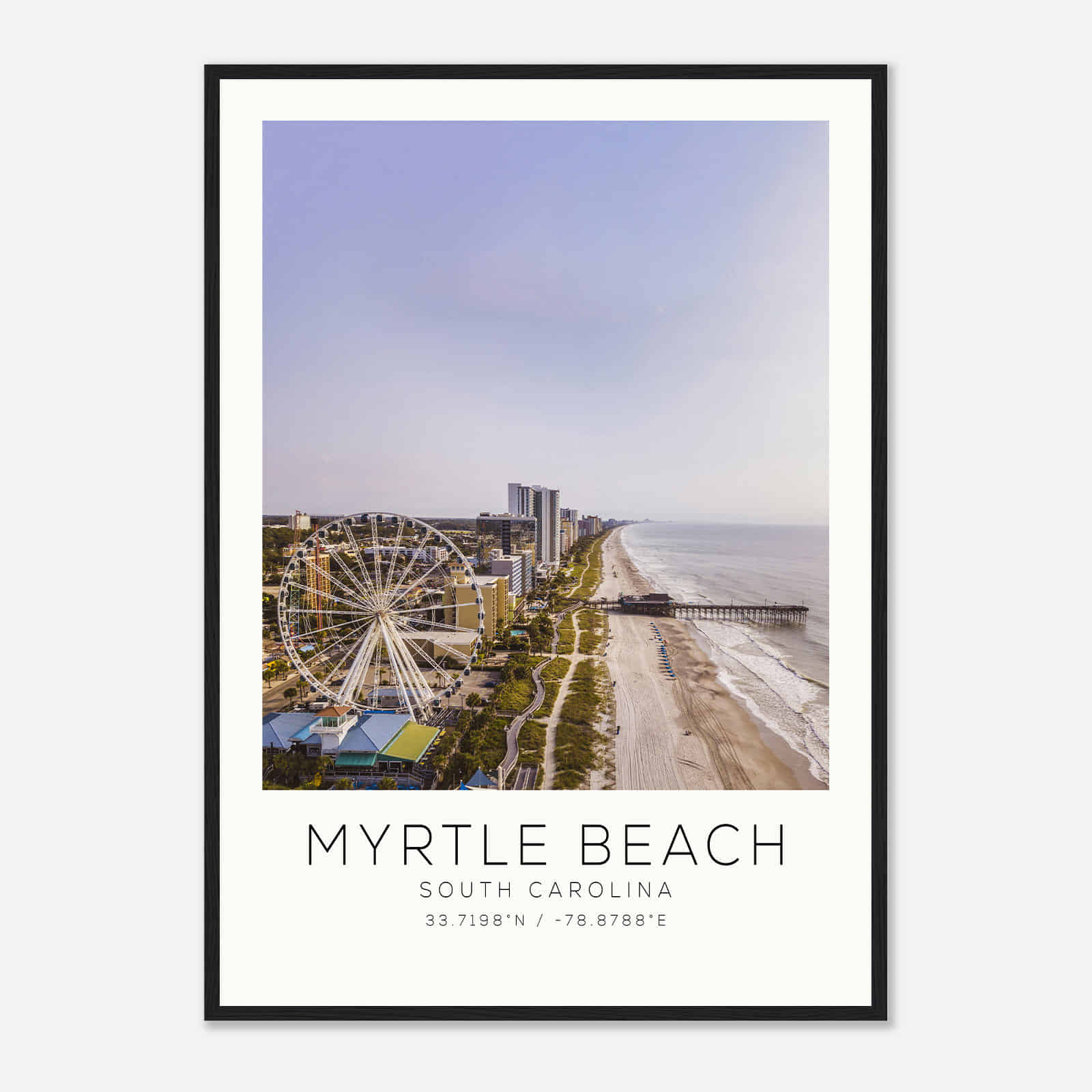 Myrtle Beach South Carolina Photo Travel Poster, Myrtle Beach Travel Print, Minimalist Travel Print DS1