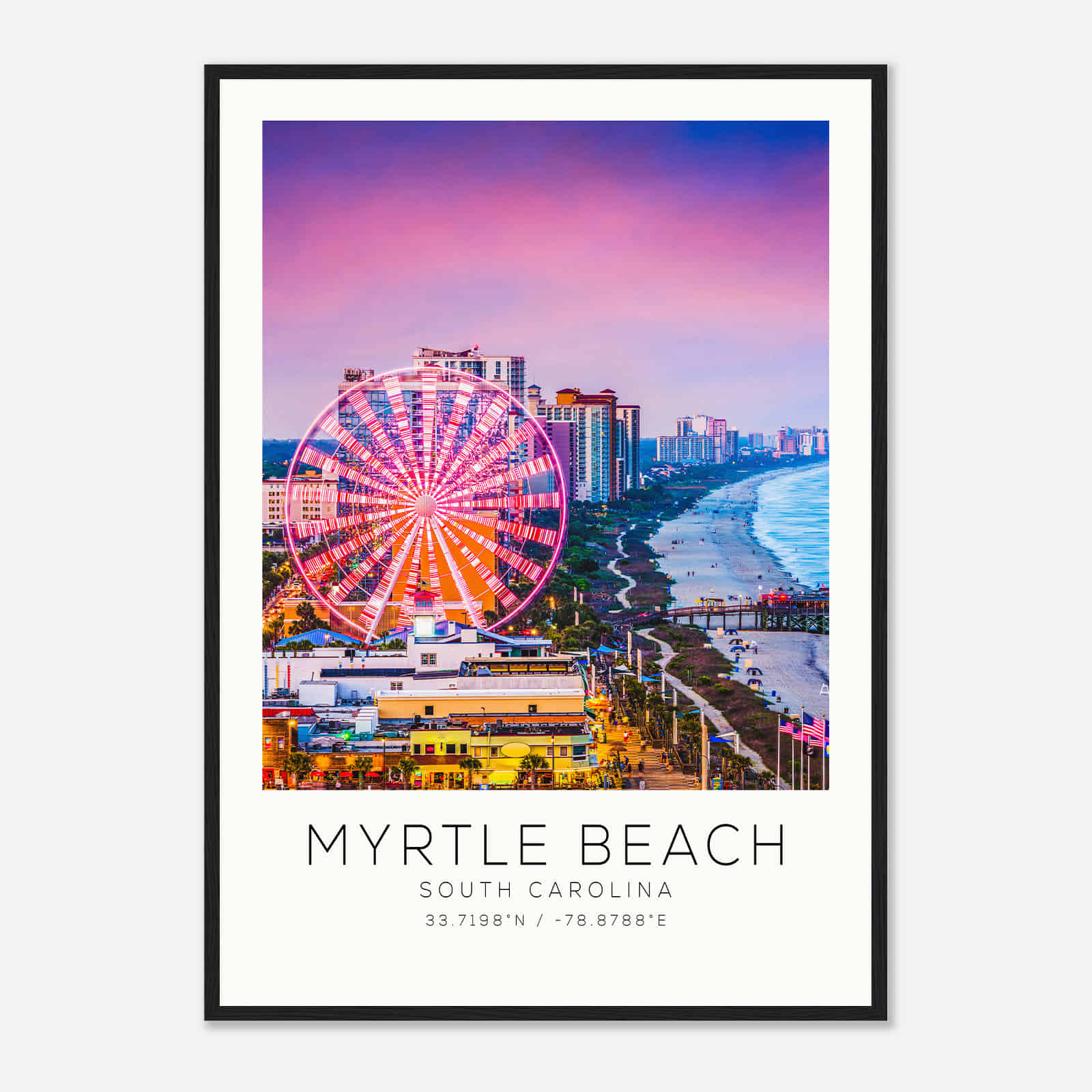 Myrtle Beach South Carolina Photo Travel Poster, Myrtle Beach Travel Print, Minimalist Travel Print DS2