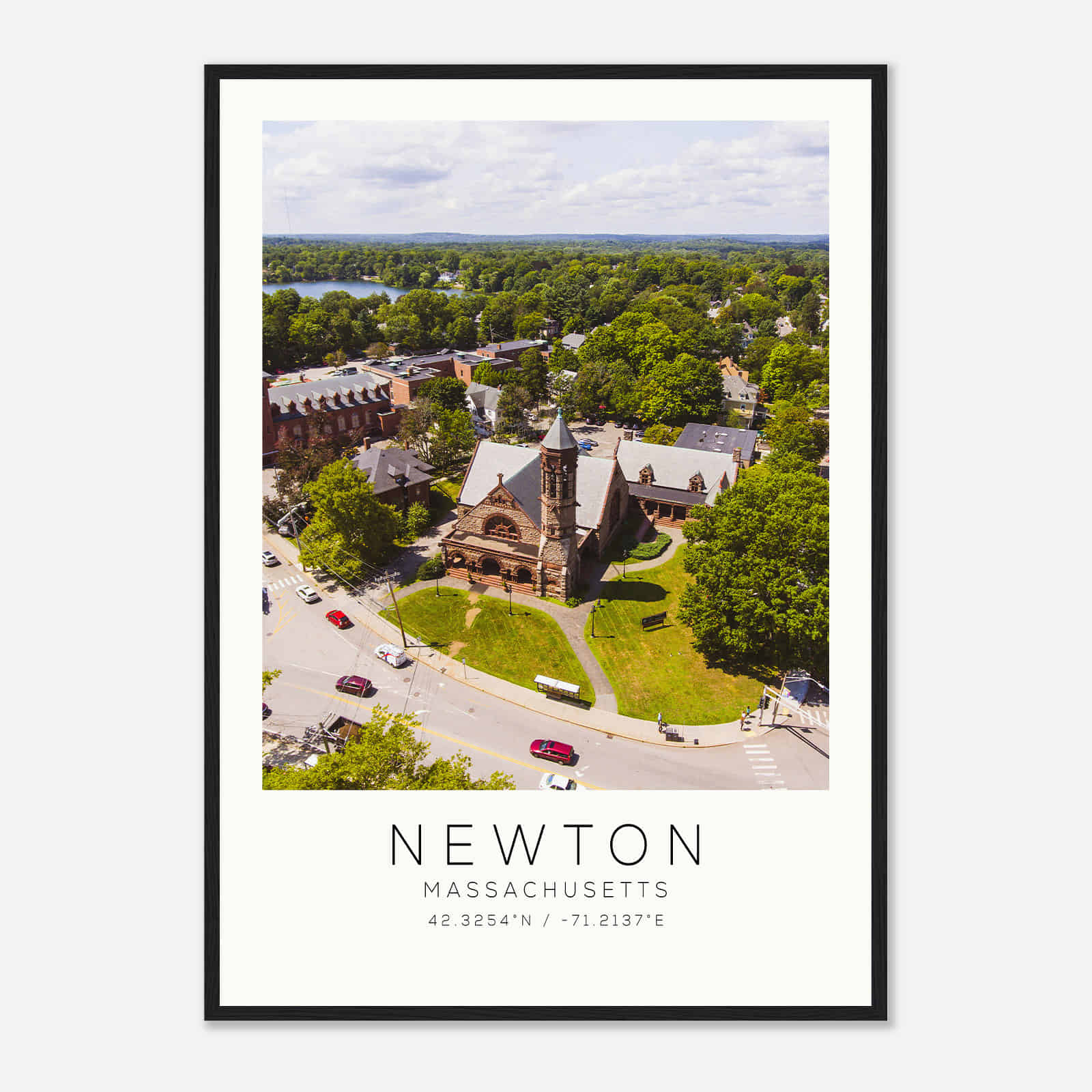 Newton Massachusetts Photo Travel Poster, Newton Travel Print, Minimalist Travel Print