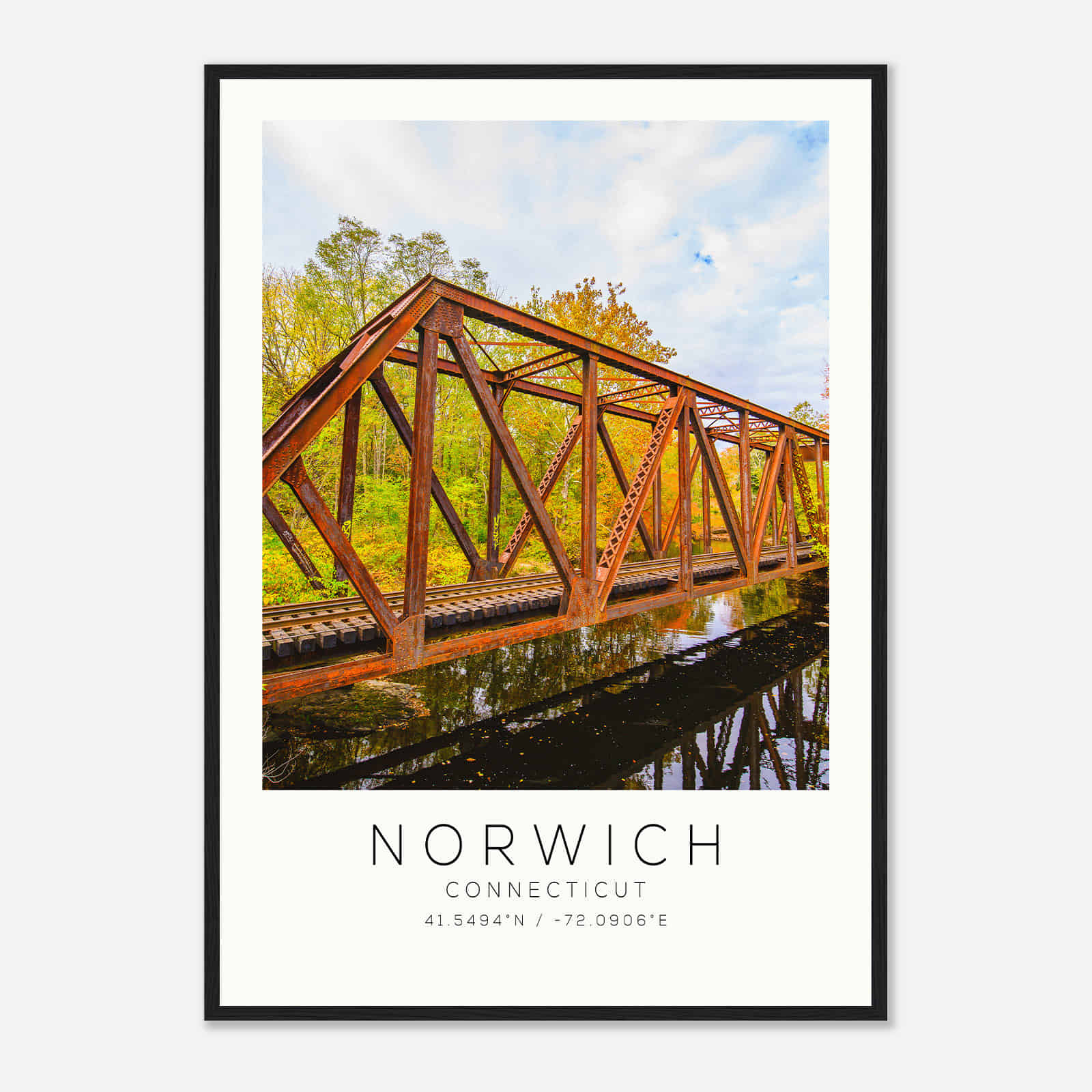Norwich Connecticut Photo Travel Poster, Norwich Travel Print, Minimalist Travel Print