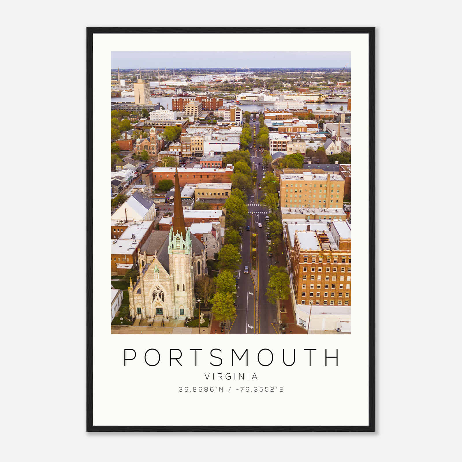 Portsmouth Virginia Photo Travel Poster, Portsmouth Travel Print, Minimalist Travel Print DS2