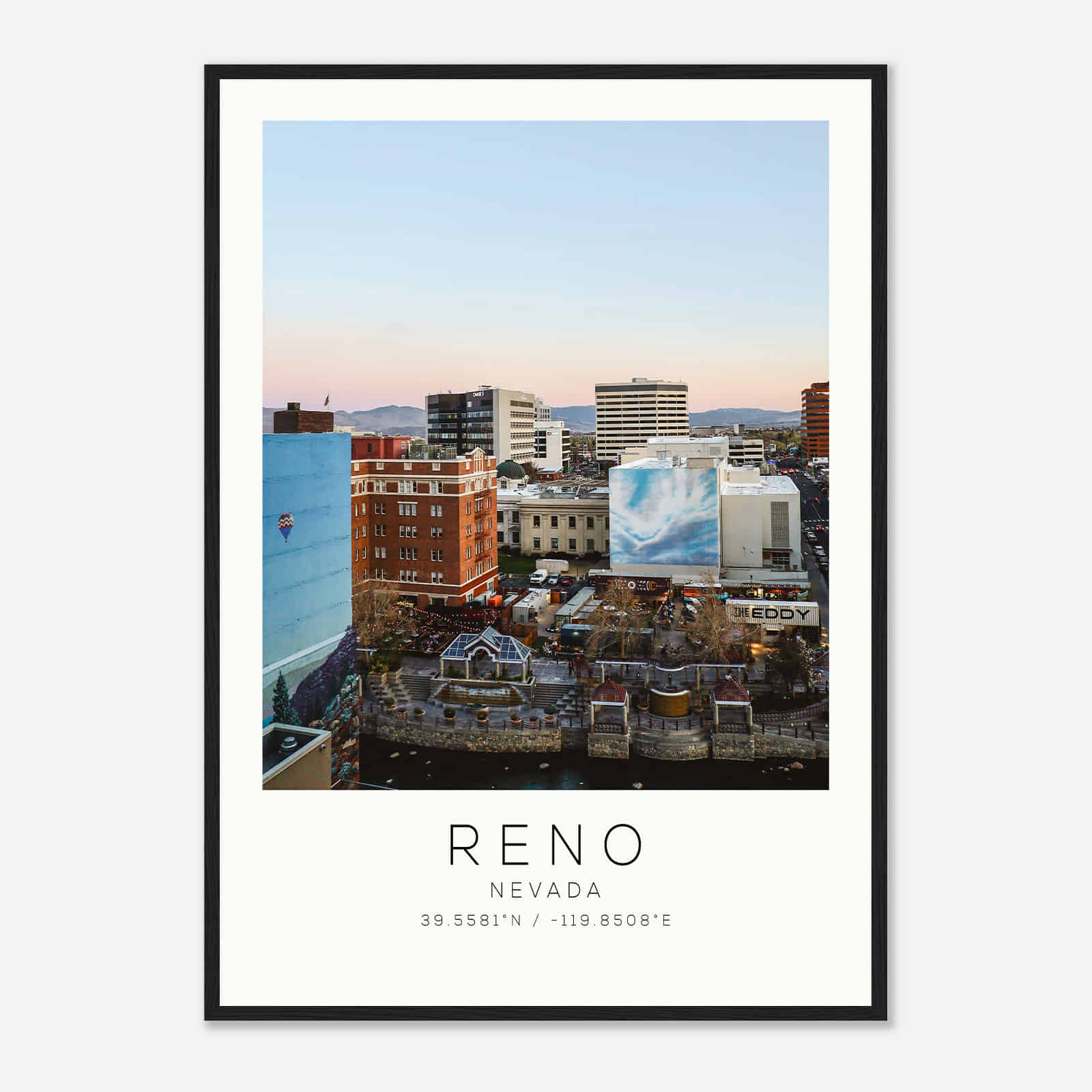 Reno Nevada Photo Travel Poster, Reno Travel Print, Minimalist Travel Print DS1