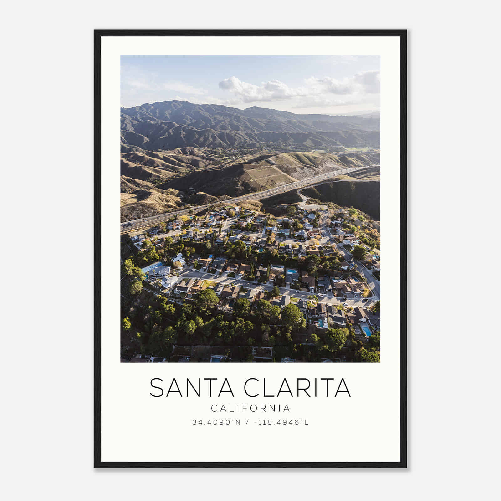 Santa Clarita California Photo Travel Poster, Santa Clarita Travel Print, Minimalist Travel Print DS1