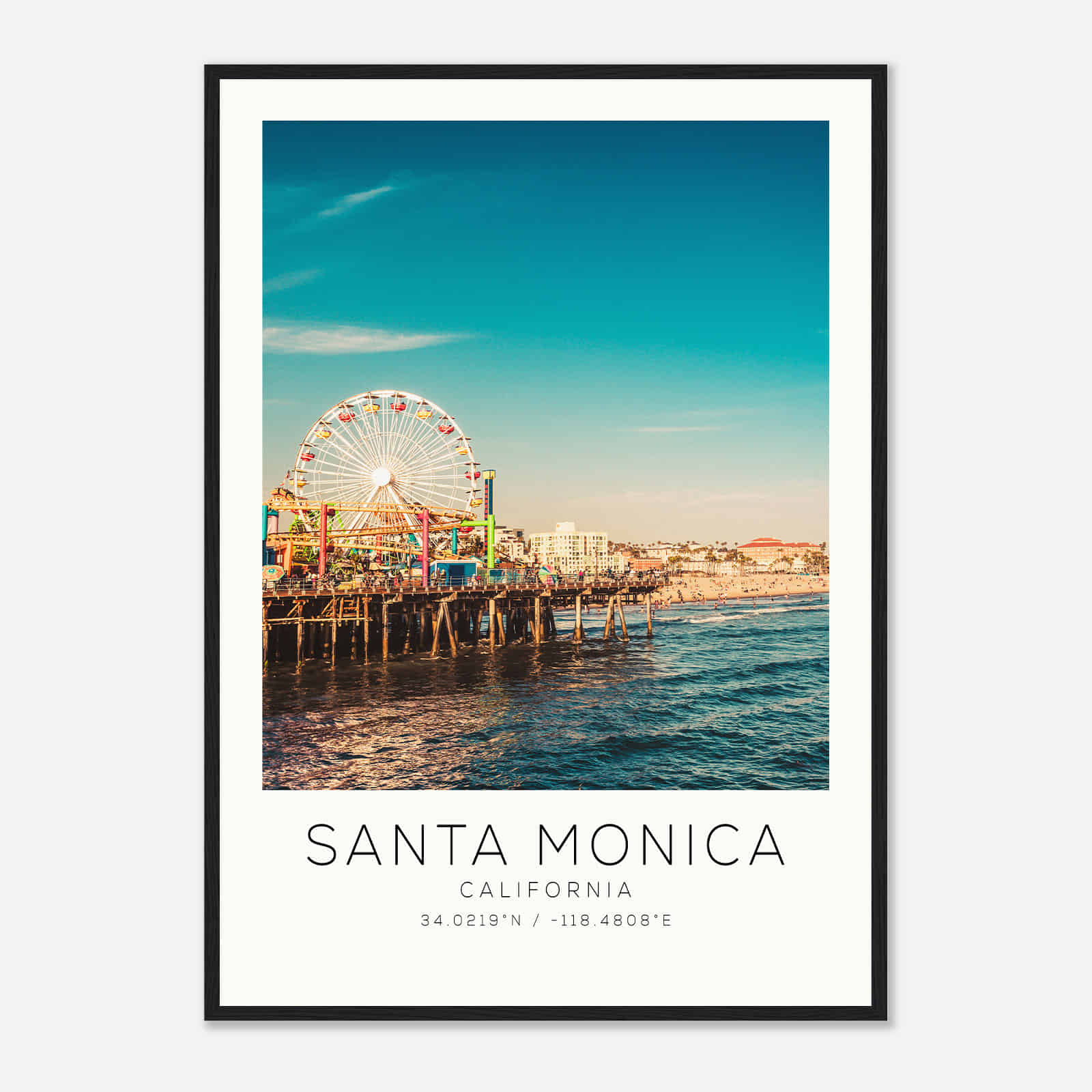 Santa Monica California Photo Travel Poster, Santa Monica Travel Print, Minimalist Travel Print DS3