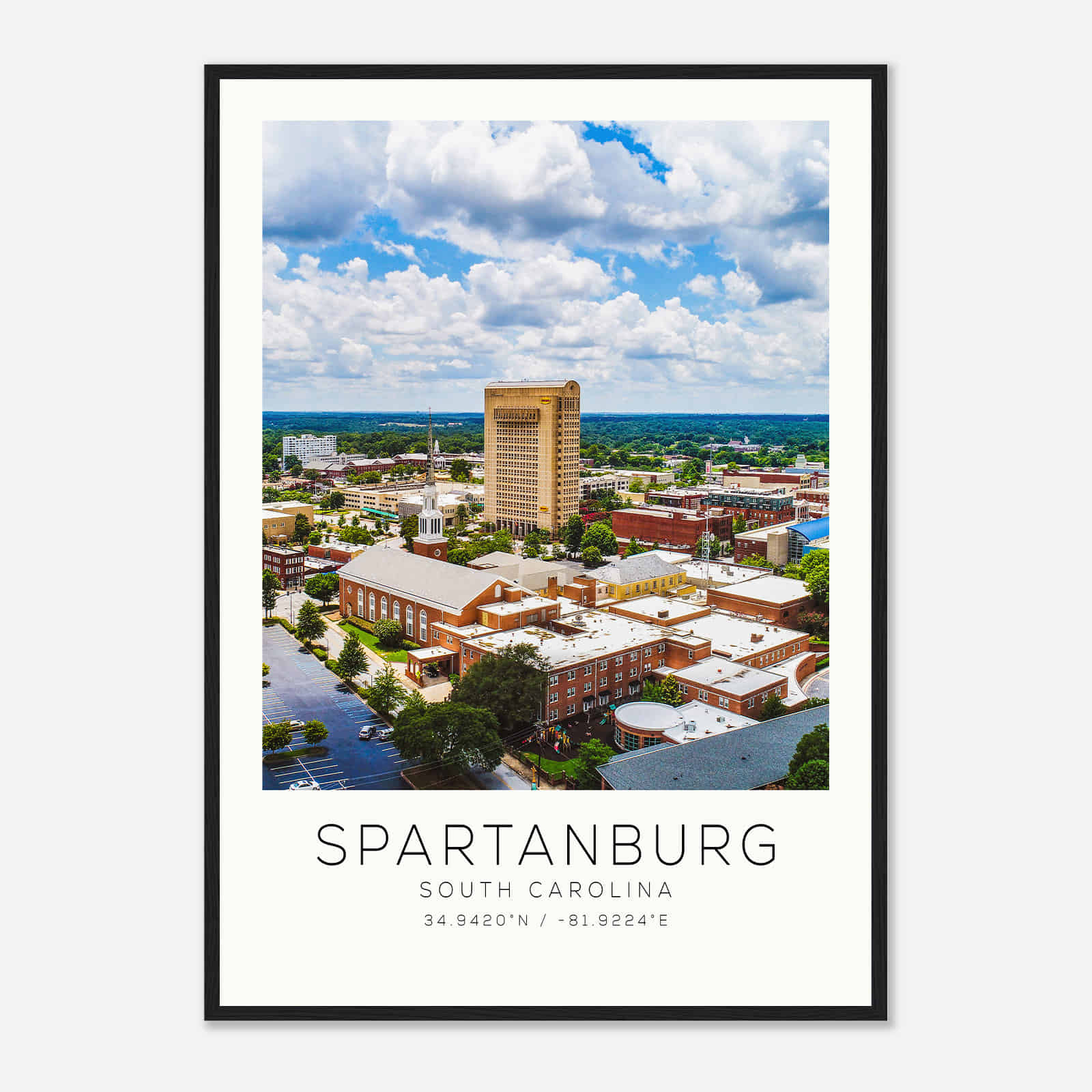 Spartanburg South Carolina Photo Travel Poster, Spartanburg Travel Print, Minimalist Travel Print