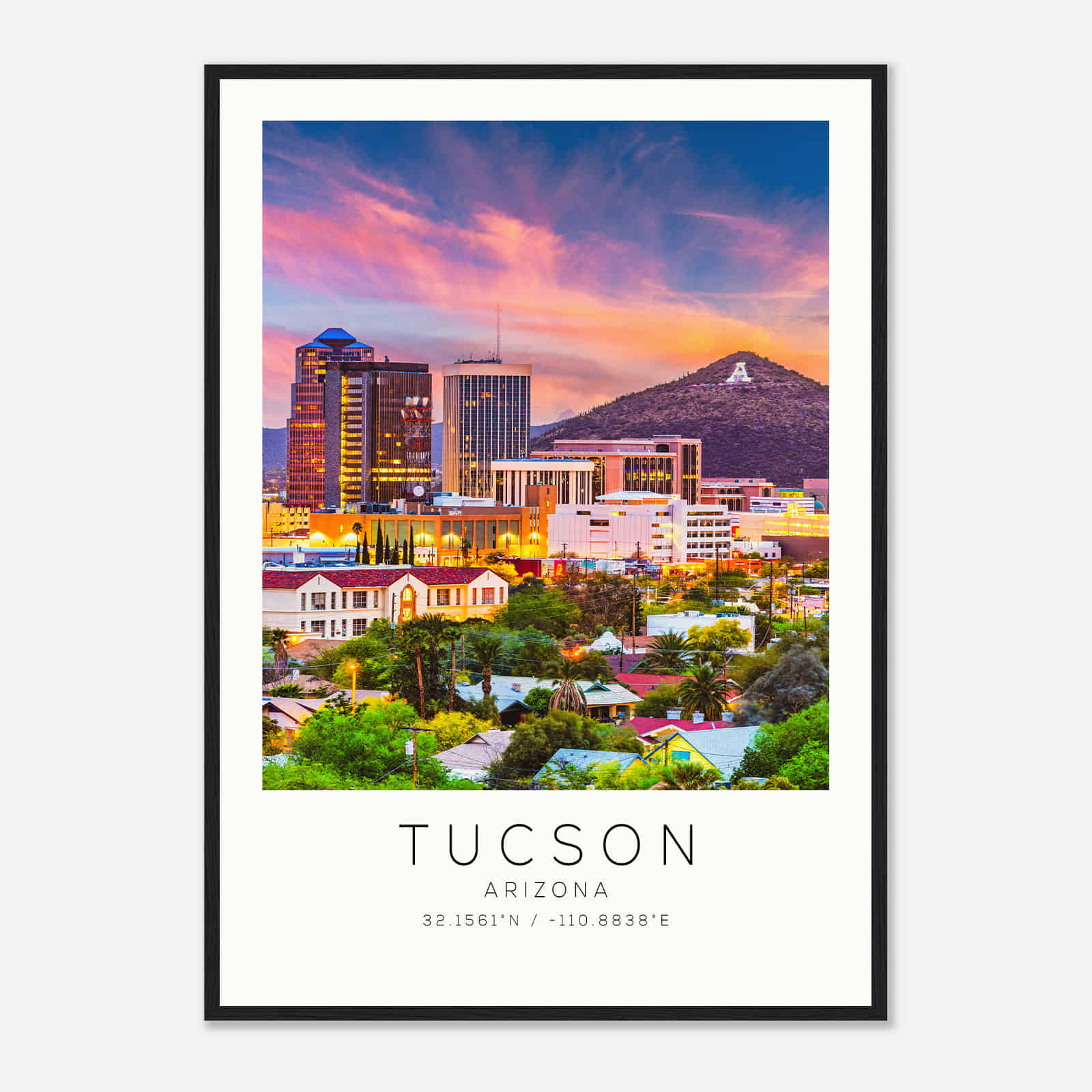 Tucson Arizona DS1 Photo Travel Poster, Tucson Arizona Travel Print, Minimalist Travel Print