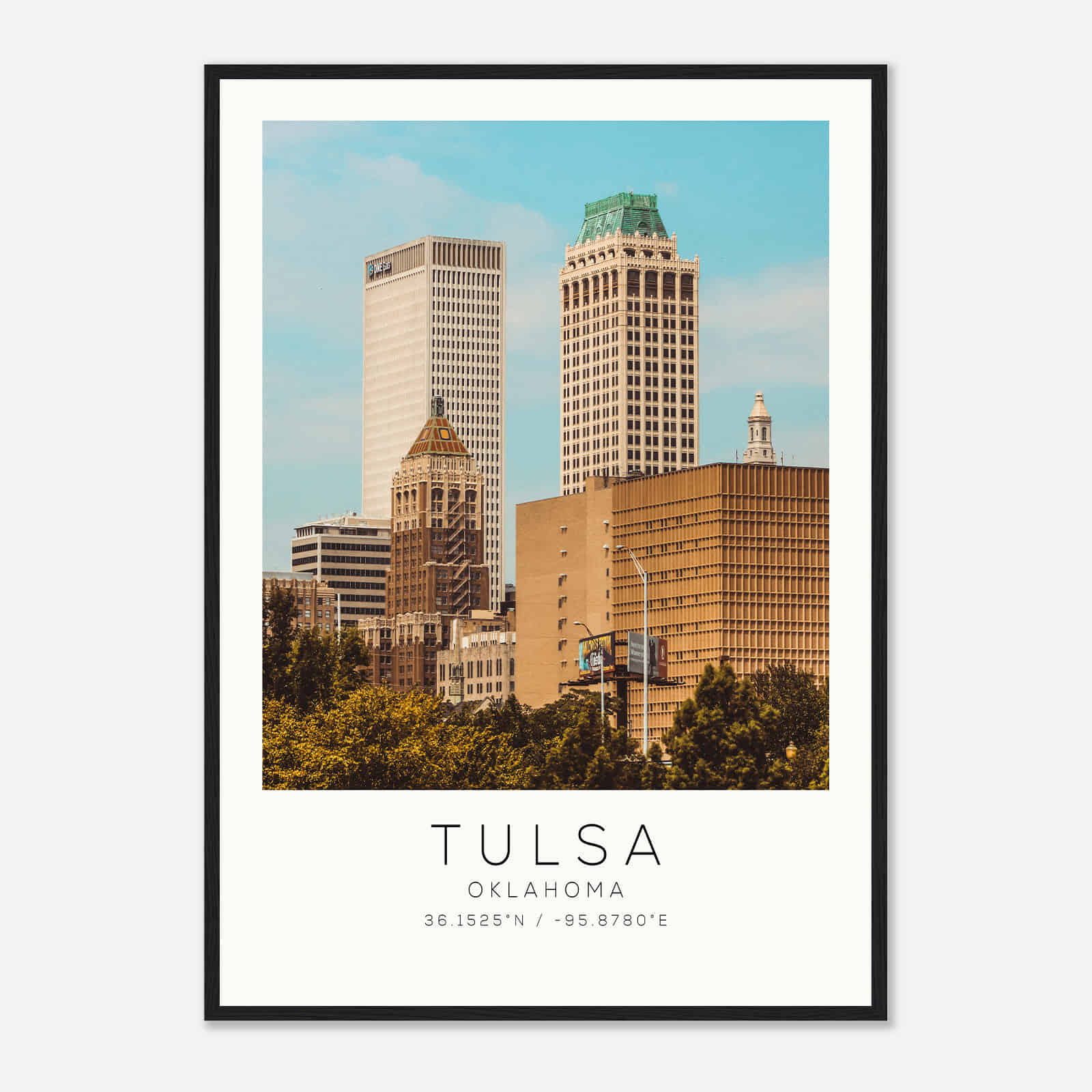Tulsa Oklahoma Photo Travel Poster, Tulsa Oklahoma Travel Print, Minimalist Travel Print