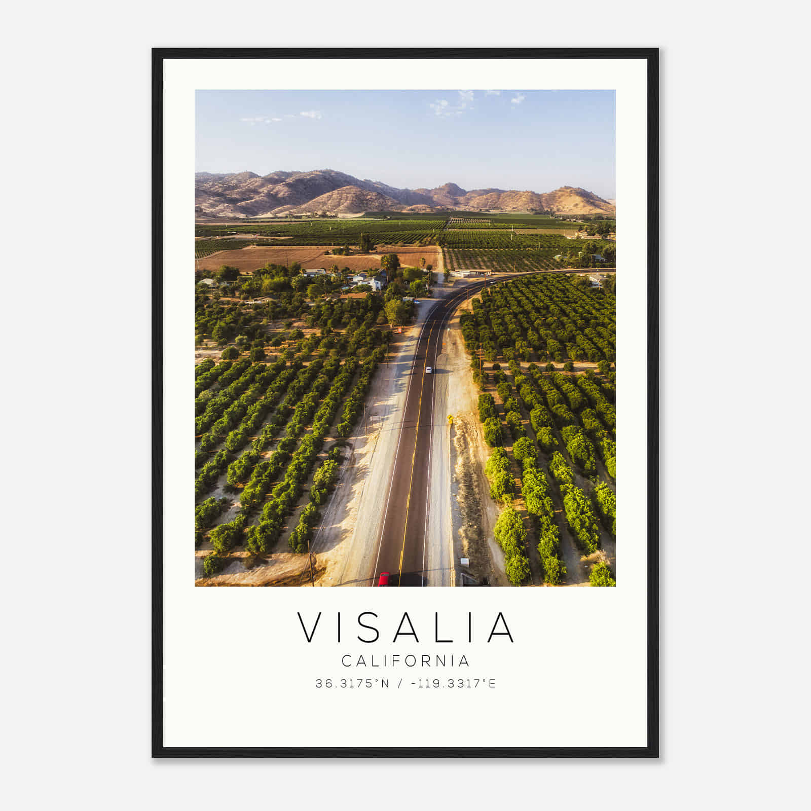 Visalia California Photo Travel Poster, Visalia Travel Print, Minimalist Travel Print