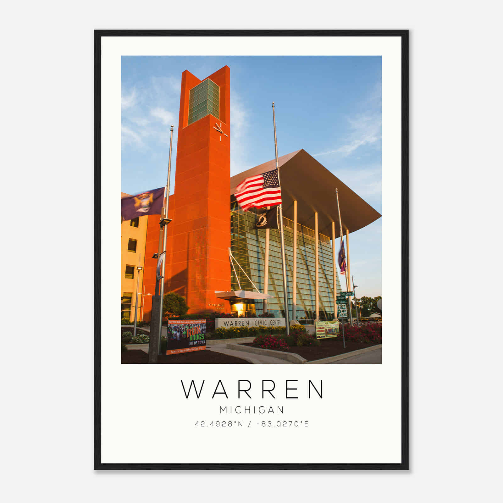 Warren Michigan Photo Travel Poster, Warren Travel Print, Minimalist Travel Print