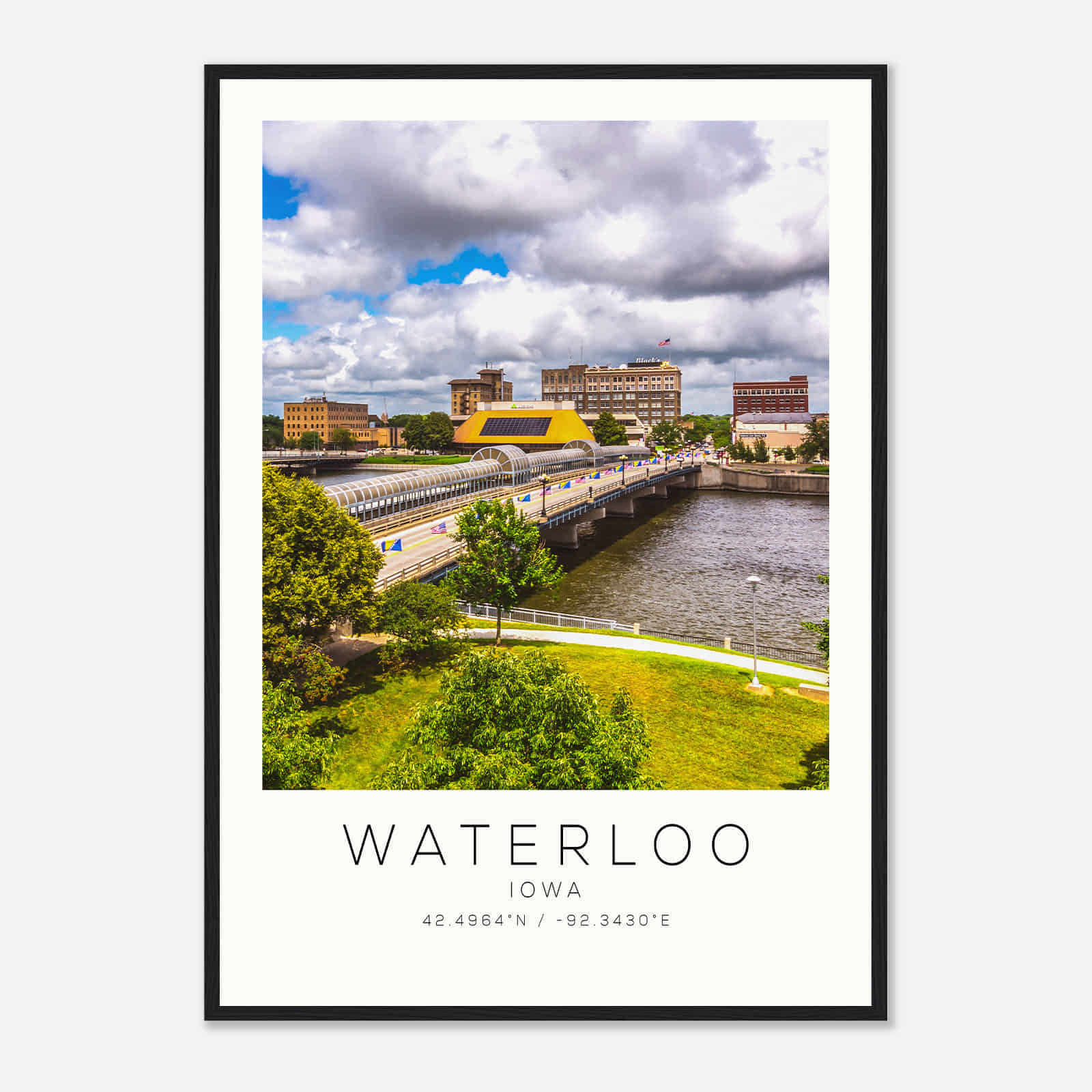 Waterloo Iowa Photo Travel Poster, Waterloo Travel Print, Minimalist Travel Print