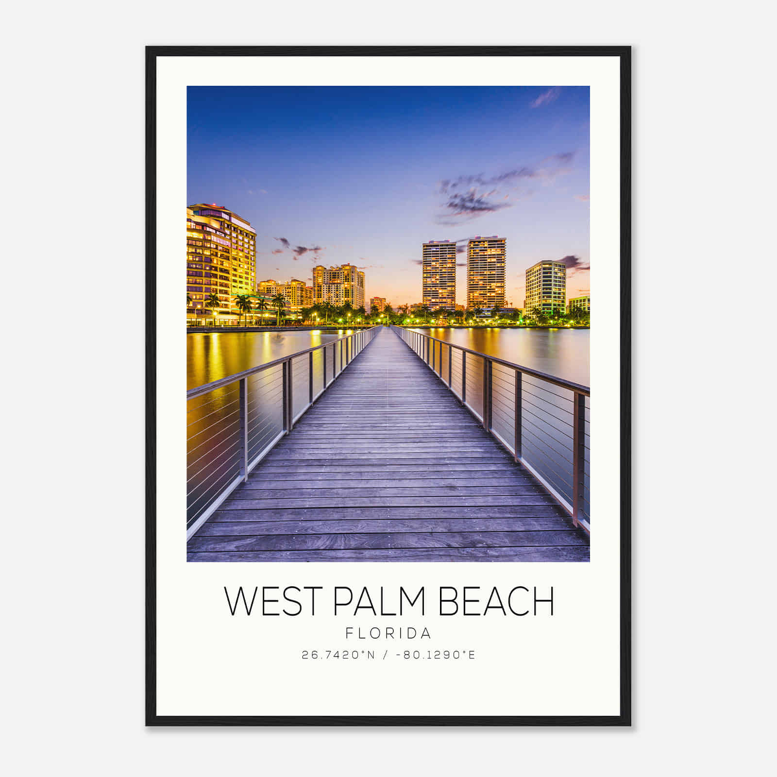 West Palm Beach Florida Photo Travel Poster, West Palm Beach Travel Print, Minimalist Travel Print DS2