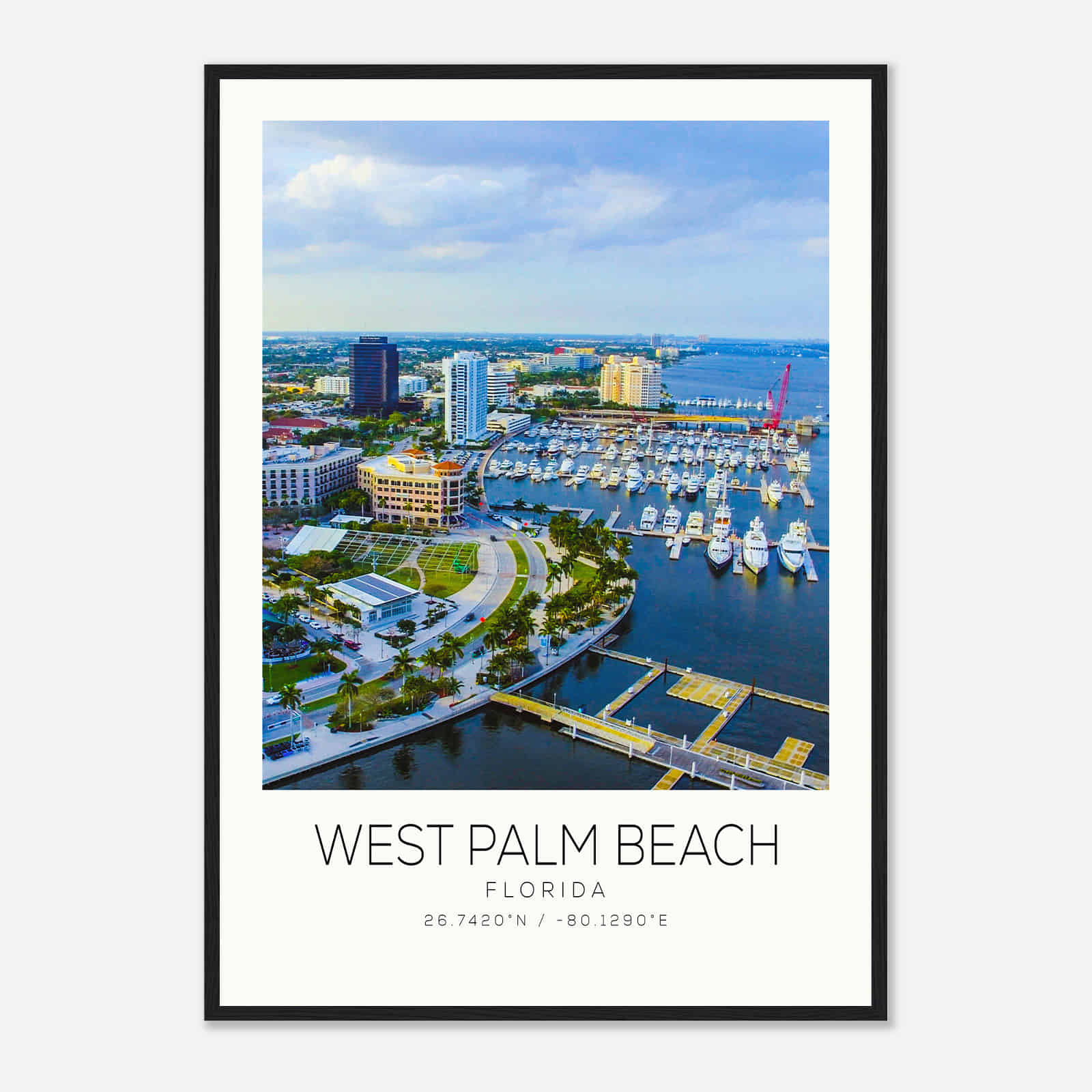 West Palm Beach Florida Photo Travel Poster, West Palm Beach Travel Print, Minimalist Travel Print DS3