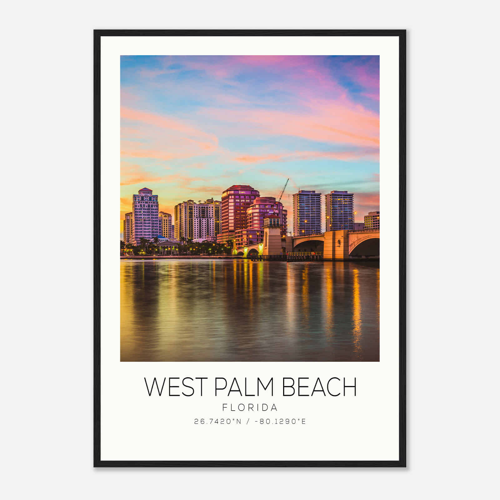 West Palm Beach Florida Photo Travel Poster, West Palm Beach Travel Print, Minimalist Travel Print