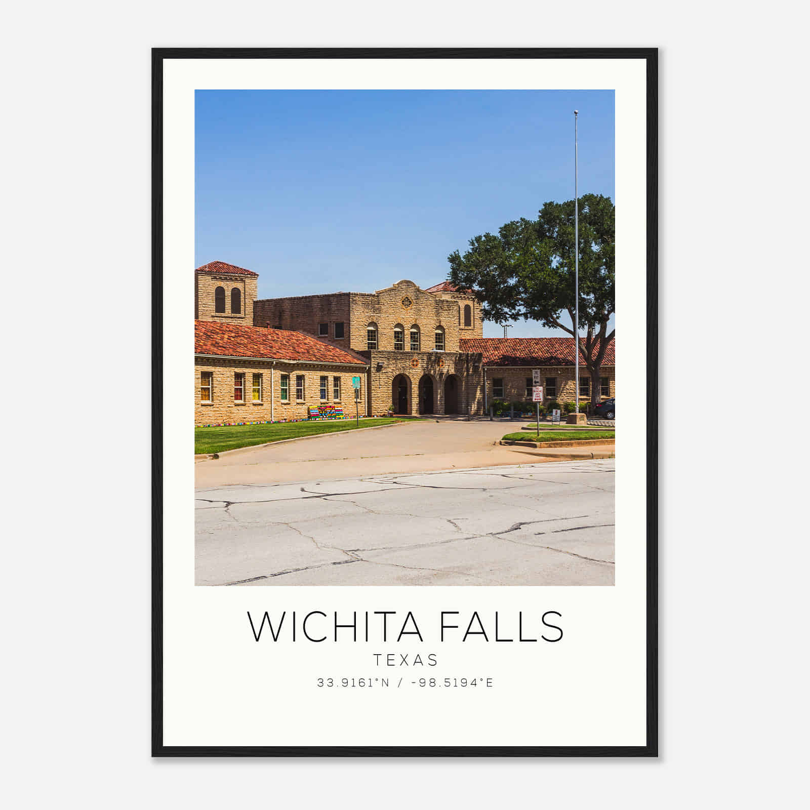 Wichita Falls Texas Photo Travel Poster, Wichita Falls Travel Print, Minimalist Travel Print