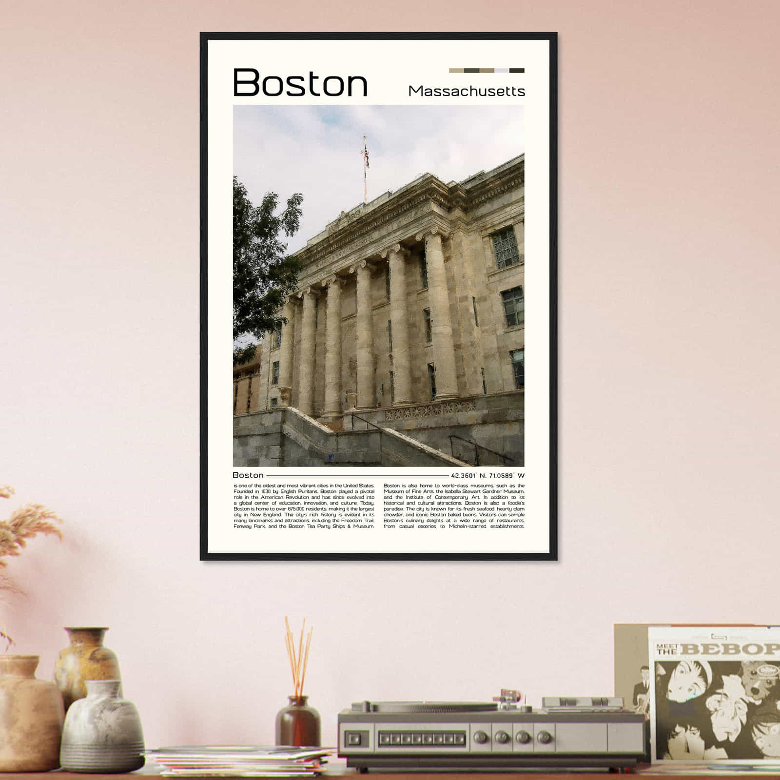 Boston Massachusetts Cityscape Poster Print, Boston Massachusetts Digital Oil Paint Poster DS-3