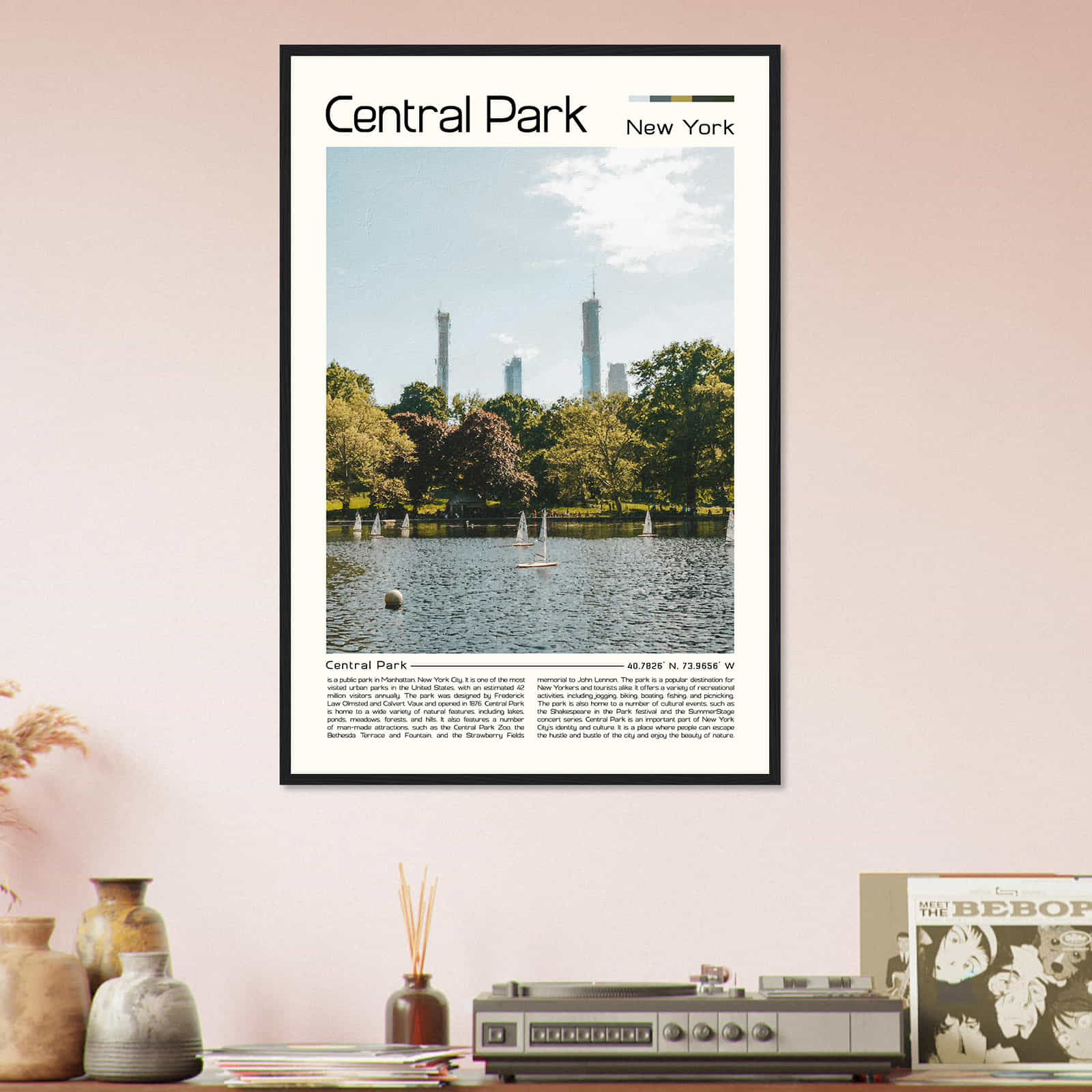 Center Park New York Cityscape Poster Print, Center Park New York Digital Oil Paint Poster DS-2